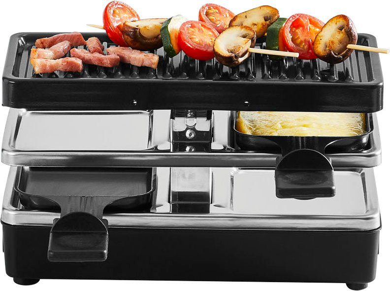 tefal raclette re2308 plug  share 2 pannetjes + grillplaat, uit te breiden tot 5 apparaten, afneembare kabel zwart