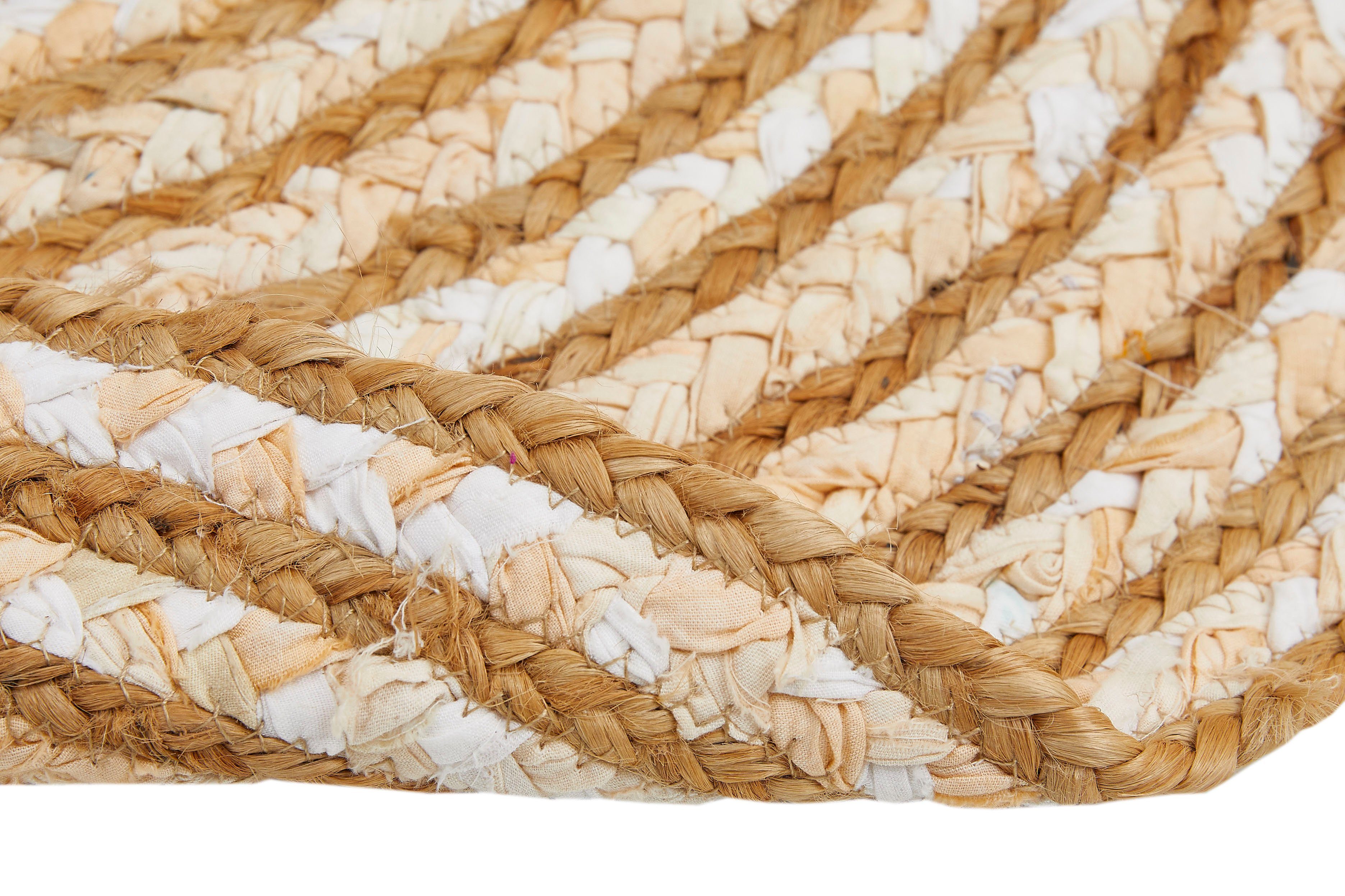 Barbara Becker Vloerkleed Ethno Platweefsel, met de hand gevlochten, ø 80 cm, van jute & gerecycled katoen