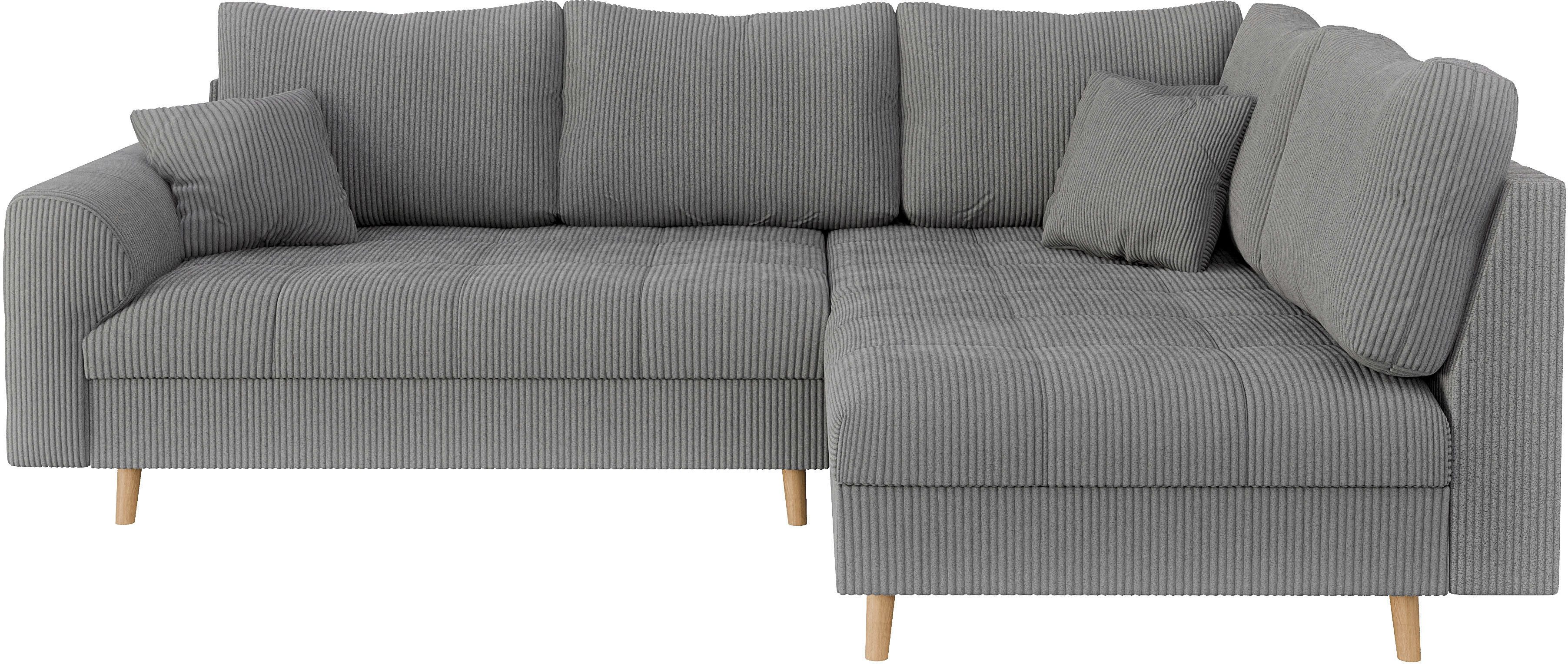 Home affaire Hoekbank CHARRE L-vorm met ottomane, afmetingen B/D/H: 231/161/81 cm fijne stiksels, losse rug- en sierkussens, ook in cord en bouclé