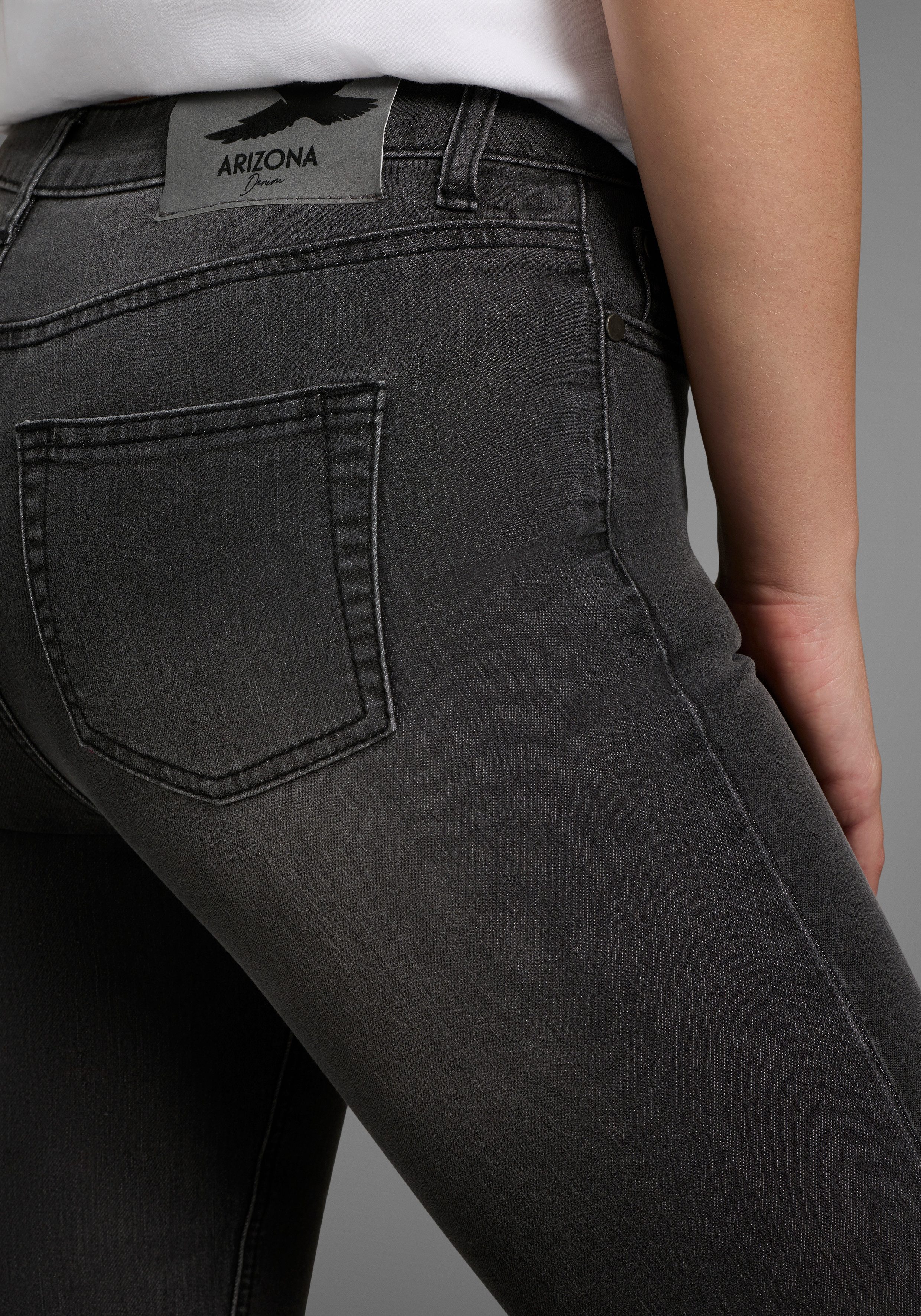 Arizona Slim fit jeans Shaping strakke pasvorm, skinny jeans, used-look-wassing, hoge taille