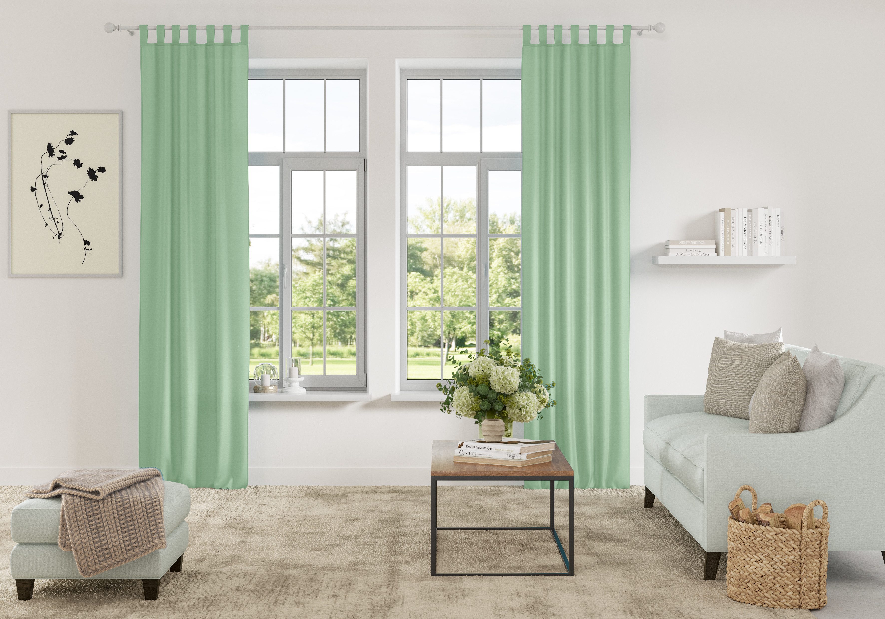 Home affaire Gordijn Parry set van 2, ondoorzichtig, monochroom, basic (2 stuks)