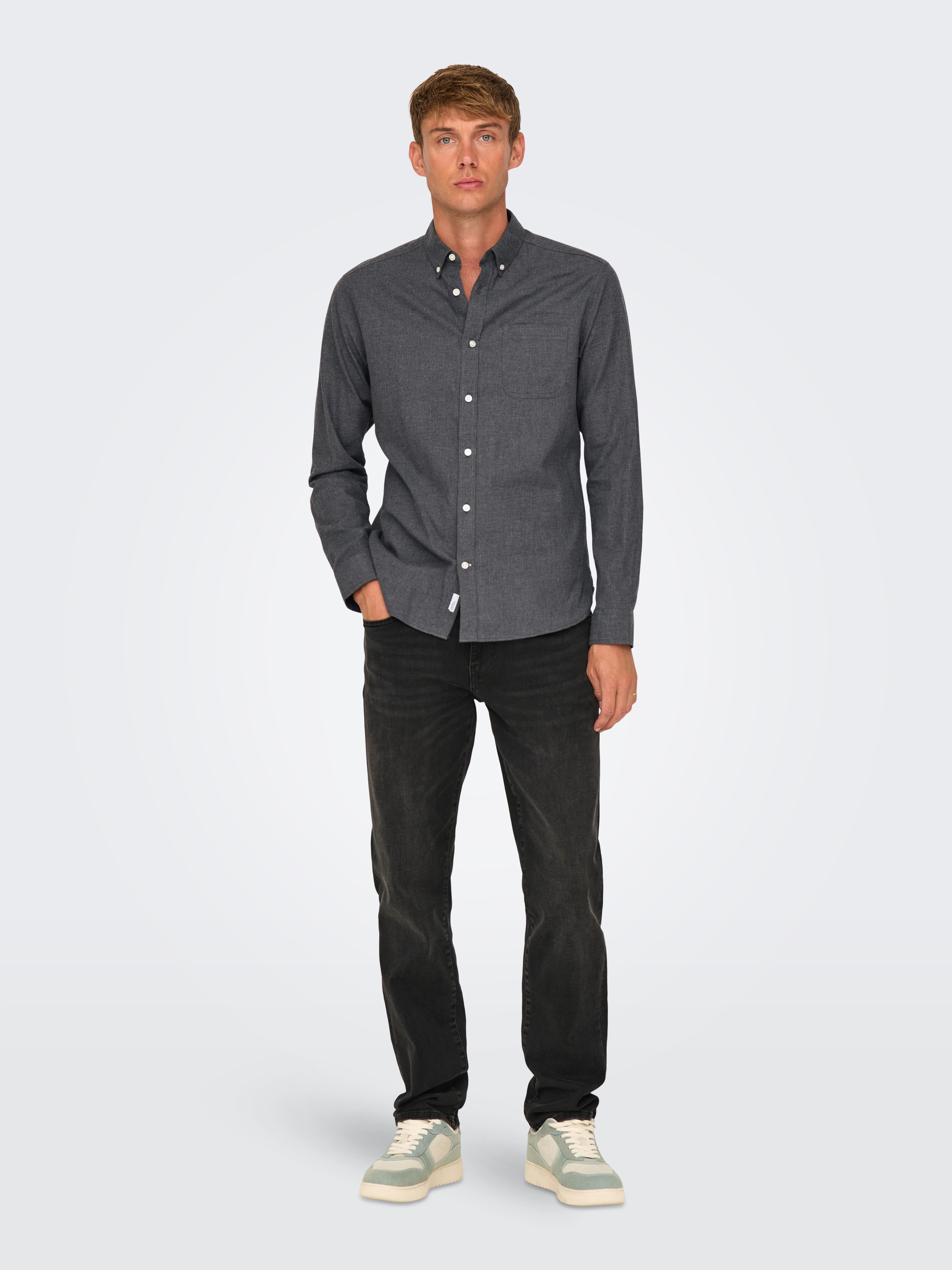 ONLY & SONS Overhemd met lange mouwen ONSROAD LIFE REG MELANGE LS SHIRT NOOS