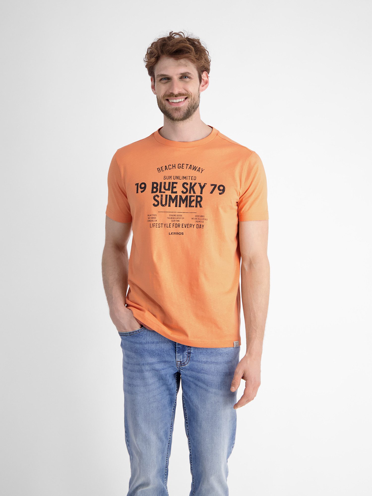 Lerros T-shirt LERROS heren T-shirt met borst-print