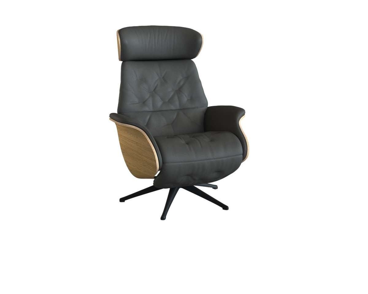 FLEXLUX Relaxfauteuil Volden praktische elektrische fauteuil Maat M, elektrische rug- en voetensteun, accu, armleuning Eiken, zwarte poot