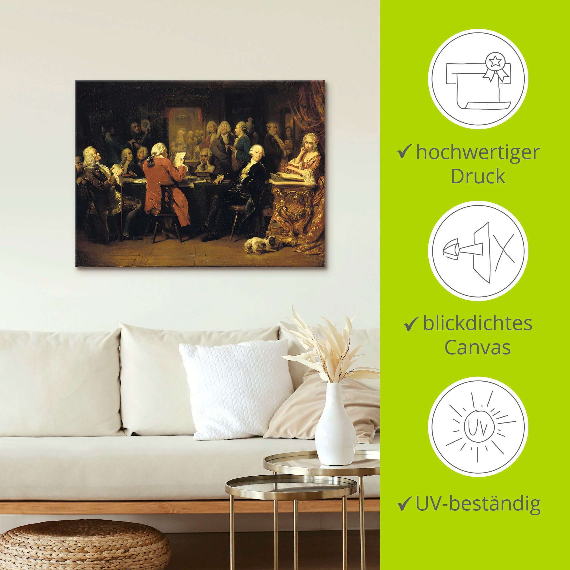 Artland Artprint op linnen Voltaire in leeskamer van café Procope.