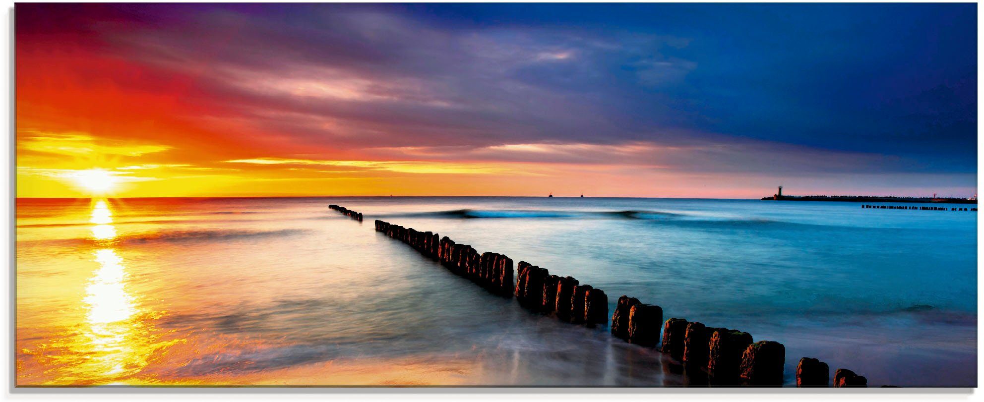 Artland print op glas Ostsee mit schönem Sonnenaufgang