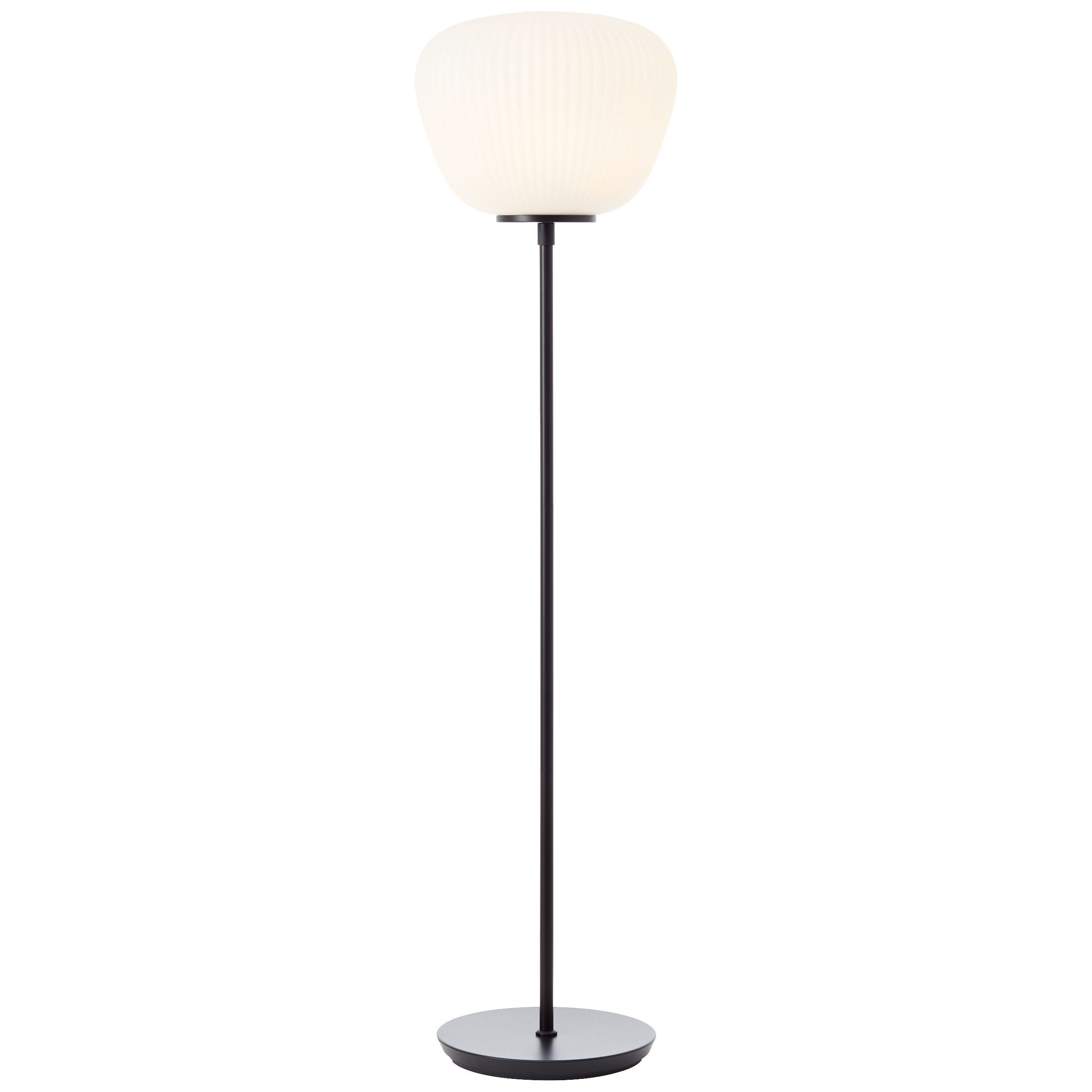 Brilliant Leuchten Staande lamp Kaizen 140 x 35 cm, e27, geribbeld glas/metaal, wit/zwart