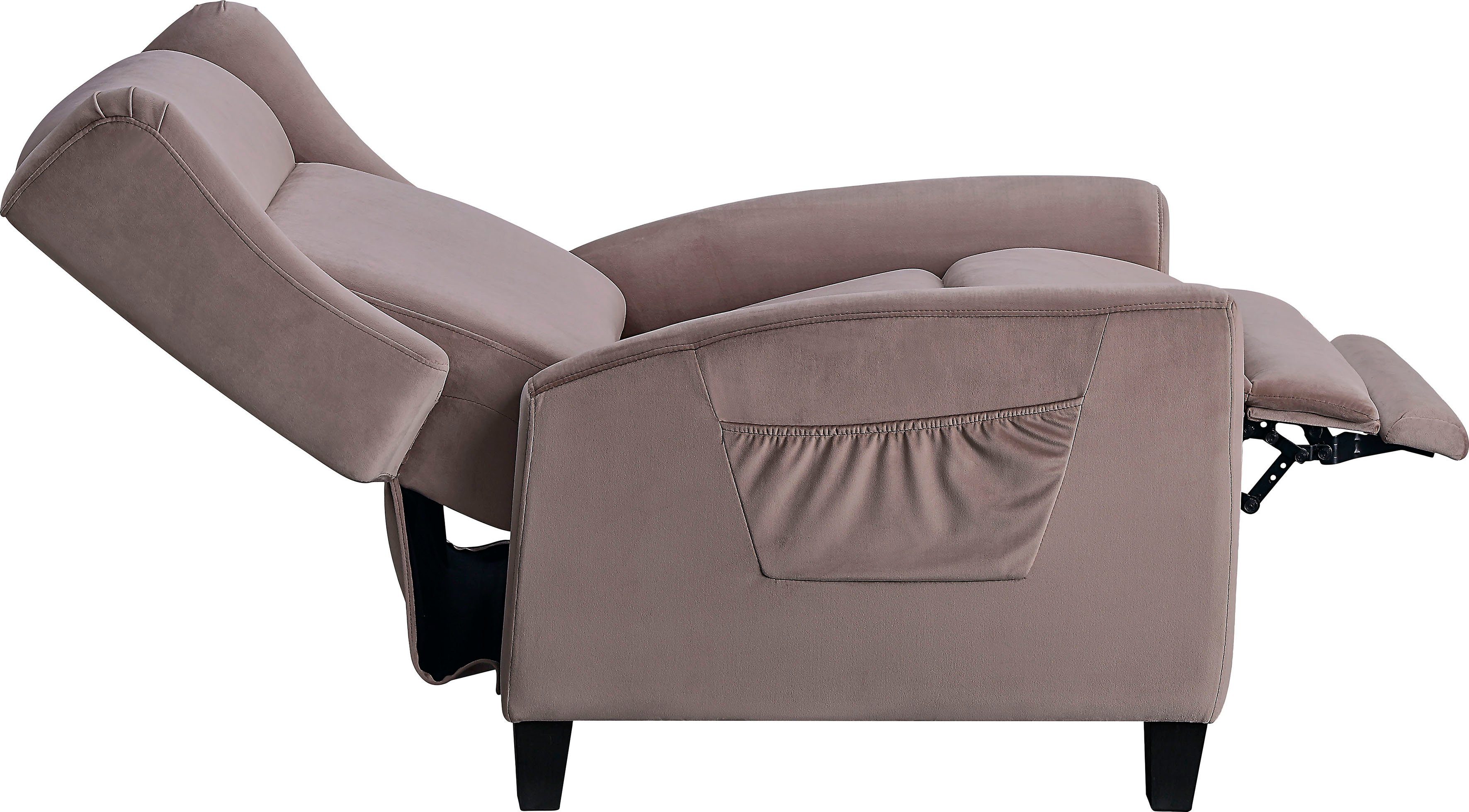 ATLANTIC home collection Relaxfauteuil Timo klassieke oorfauteuil met relaxfunctie en praktisch zijvak
