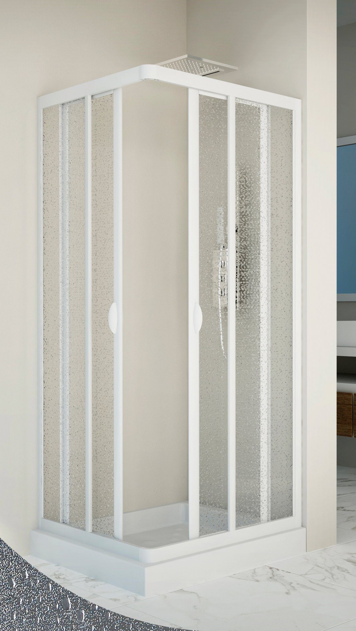 Forte Hoekdouchecabine Vela variabele verstelbare bereik, bxh: 90 x 190 cm, 90 cm x 90 cm douchecabines wit