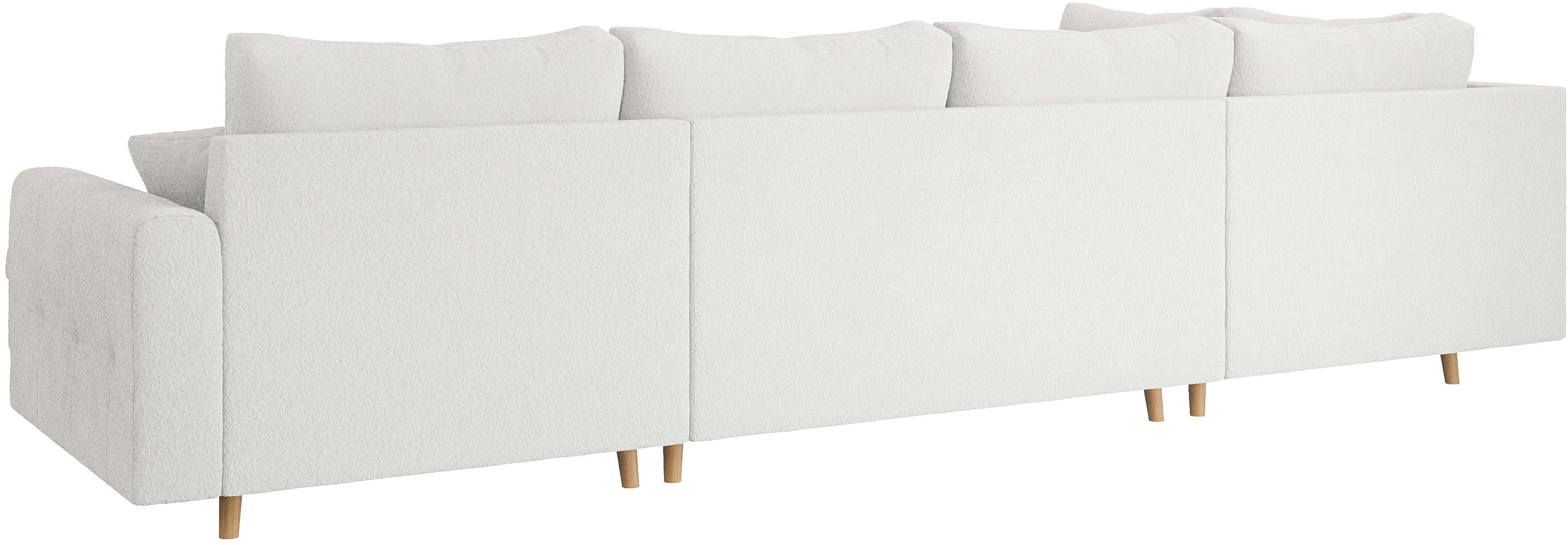 Home affaire Zithoek CHARRE U-vorm met ottomane, afmetingen B/D/H: 310/161/81 cm fijne stiksels, losse rug- en sierkussens, ook in cord en bouclé