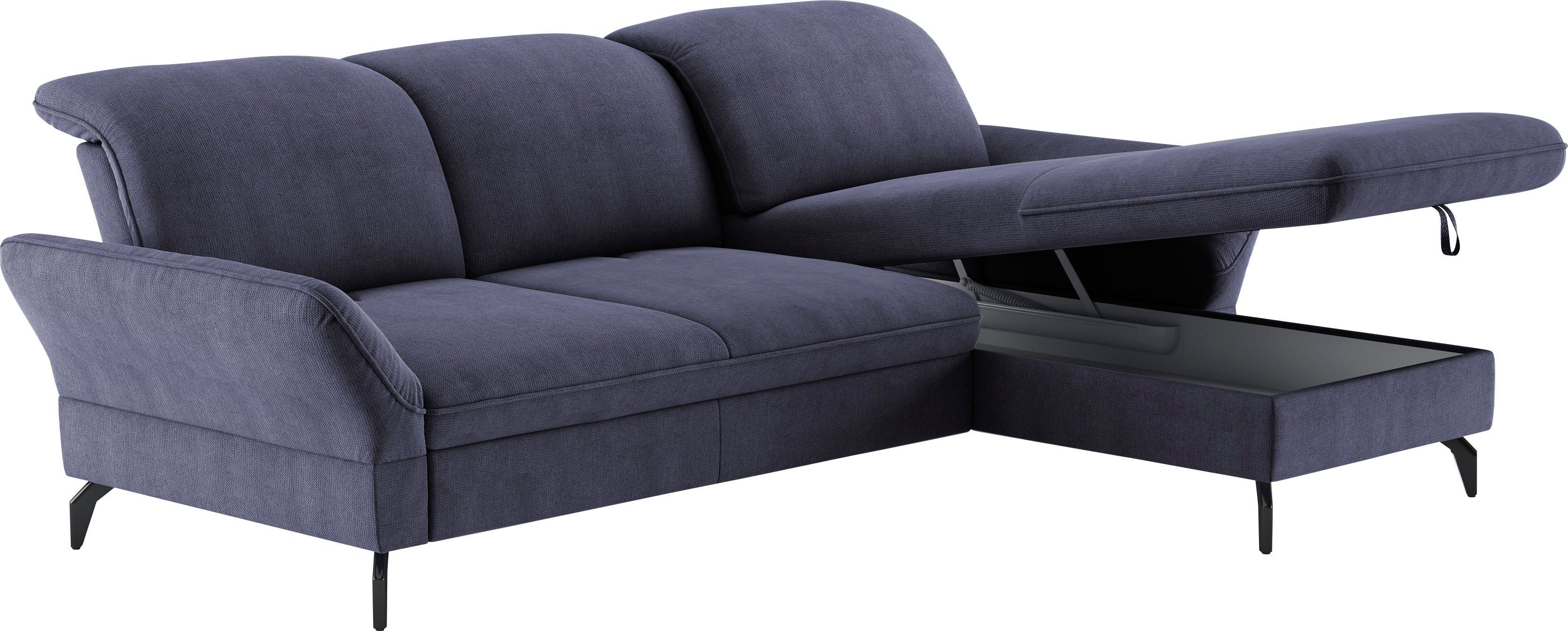 sit&more Hoekbank Leandro L-vorm Naar keuze met bed, hoofdbord en armleuningfunctie, en bedkist
