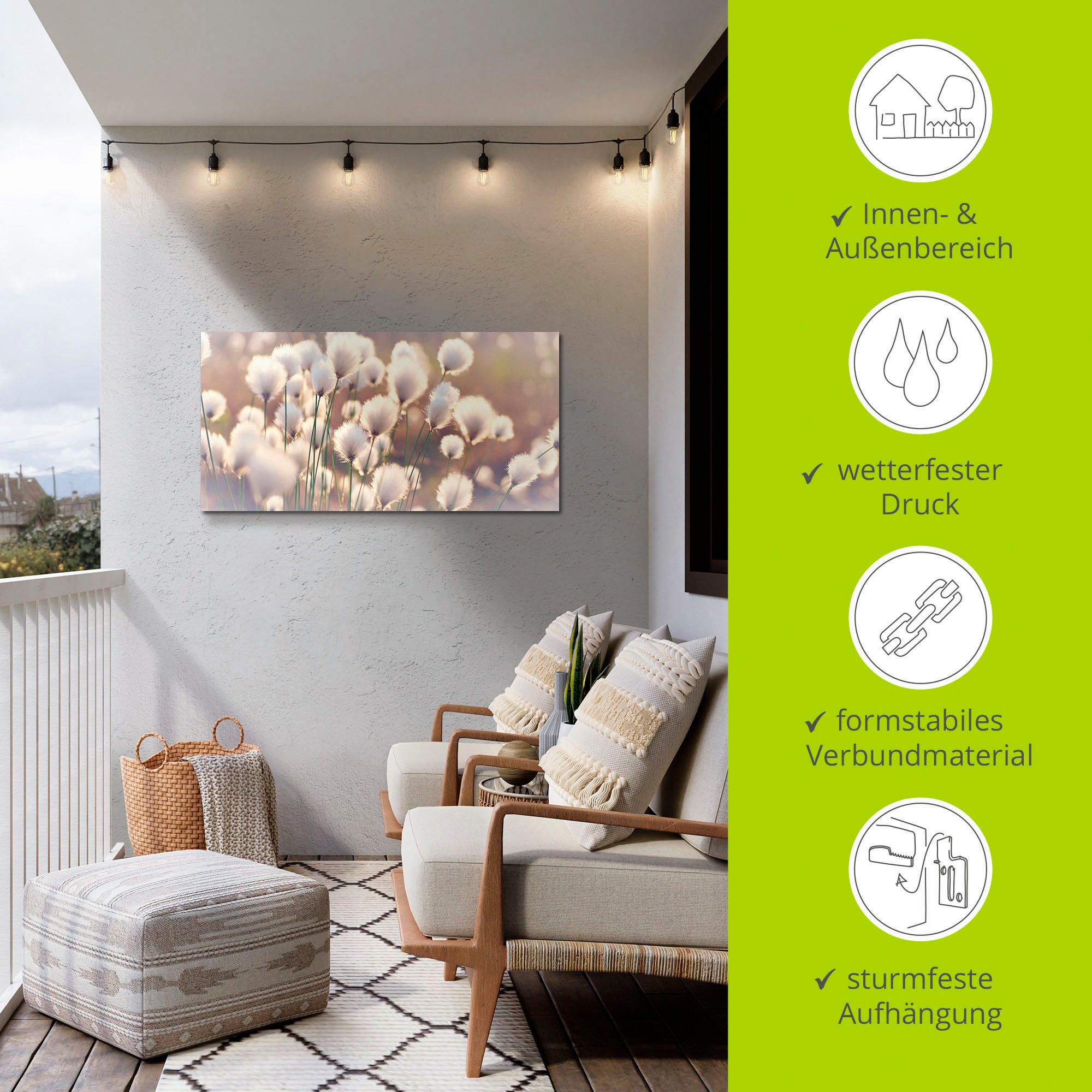 Artland Artprint Wolgrasmagie in het veen als artprint van aluminium, artprint voor buiten, artprint op linnen, poster, muursticker