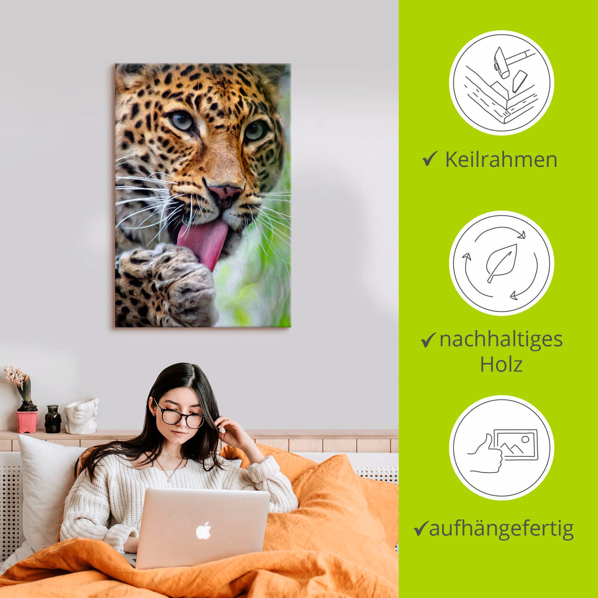 Artland Artprint Leopard als artprint op linnen, poster, muursticker in verschillende maten