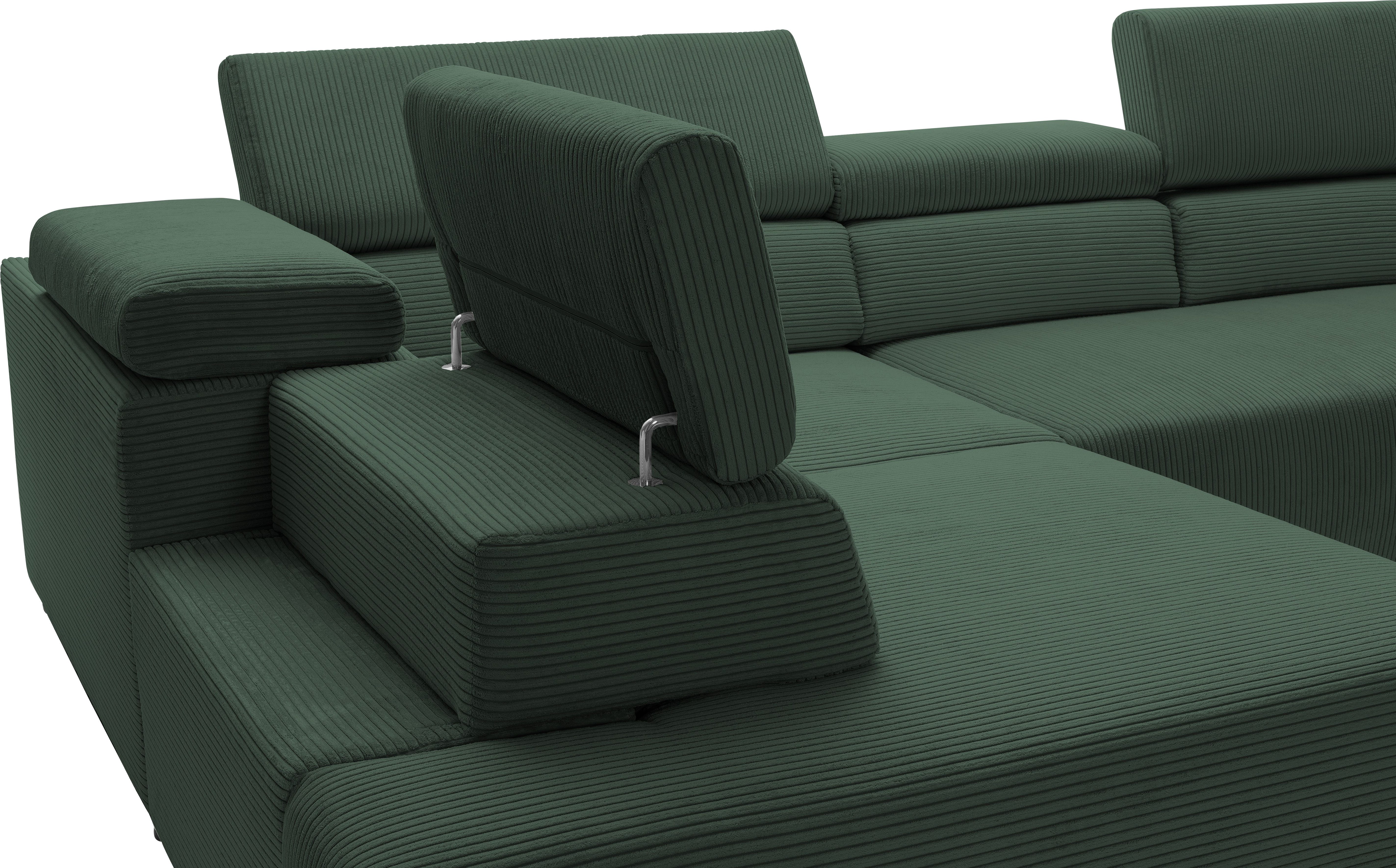 exxpo - sofa fashion Hoekbank VITTORIO met comfortfuncties, comfortabel en modern, cord, L-vorm incl. hoofdsteun- en zitdiepteverstelling, optioneel met bedfunctie