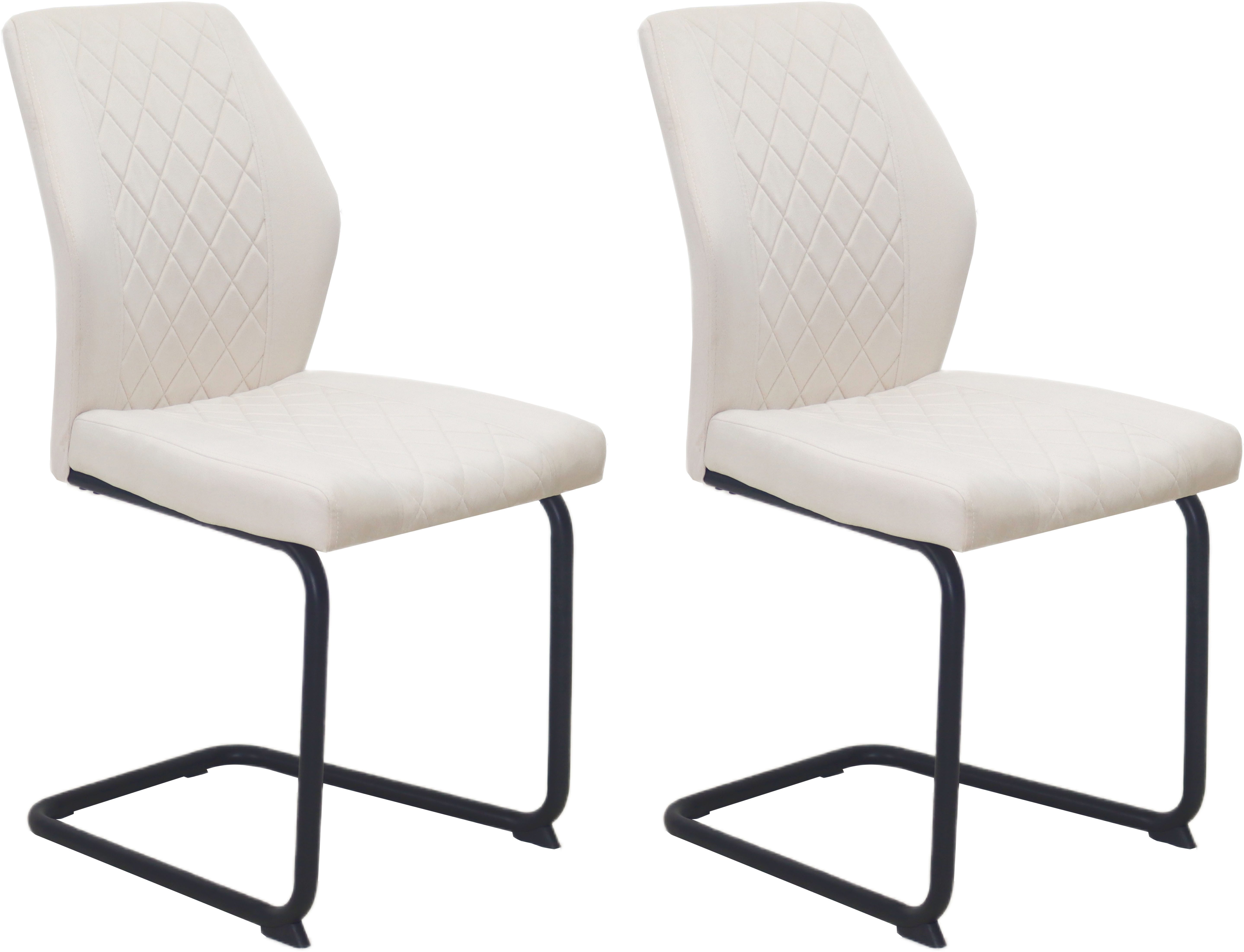 HELA Vrijdragende stoel Vrijhangende DALLAS stoel 140kg belastbaar, met ruitvormige stiknaad (set) zweefstoelen beige