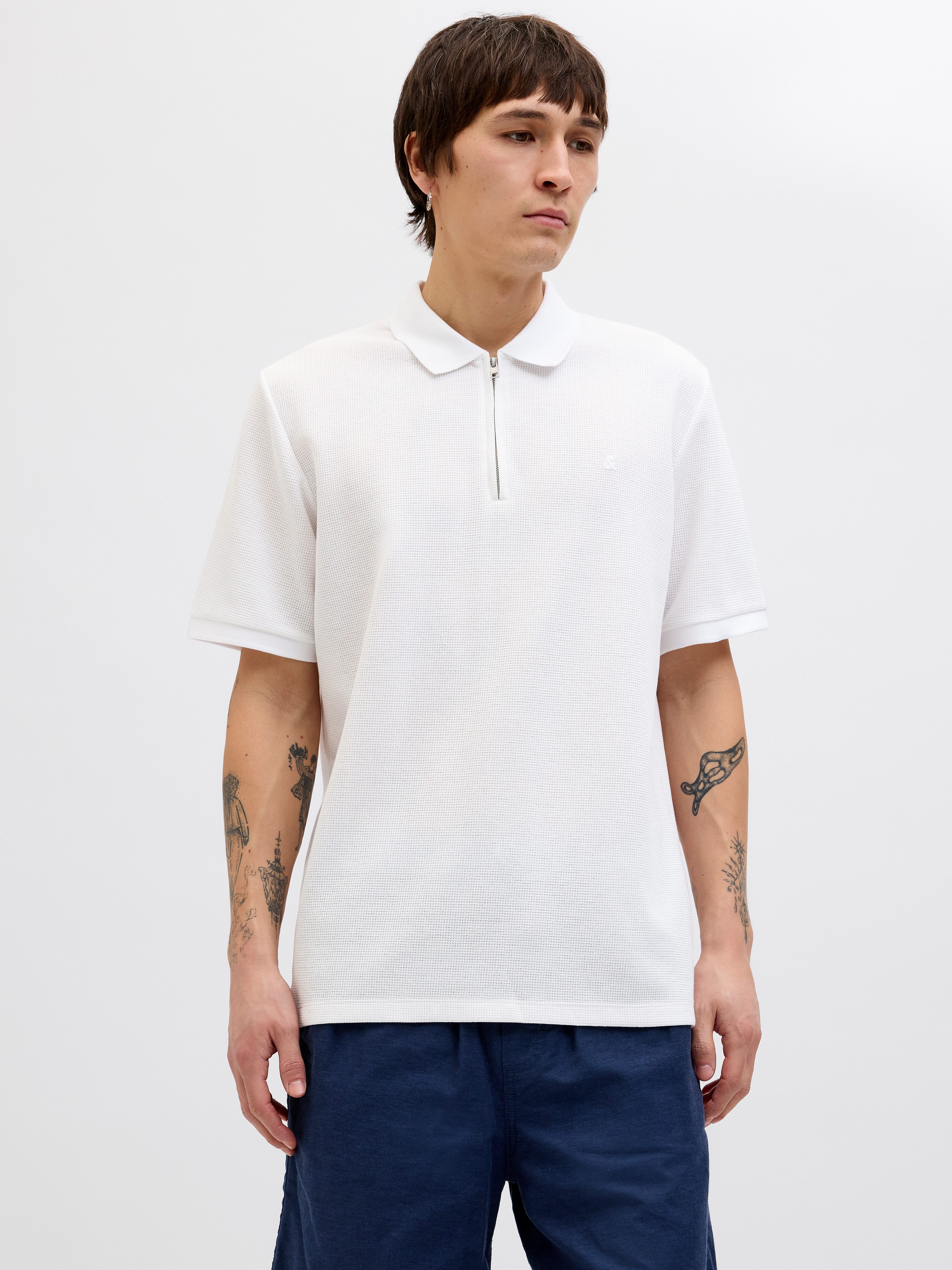 Jack & Jones Poloshirt JJEAUSTIN ZIP POLO SS NOOS heren poloshirts maat M wit