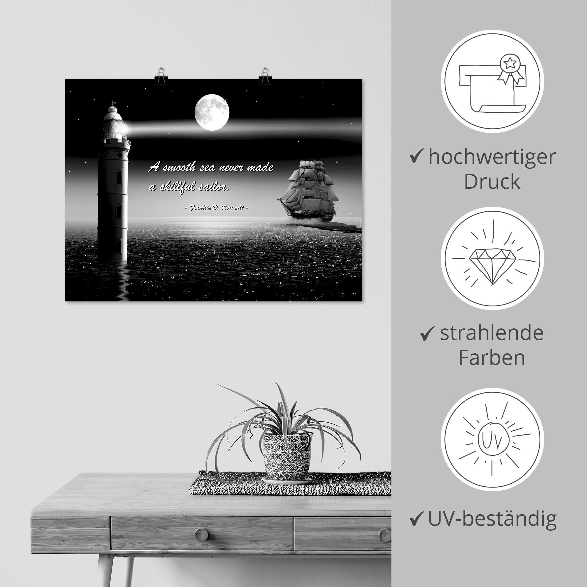 Artland Artprint Een rustige zee zeeman als poster, muursticker in verschillende maten