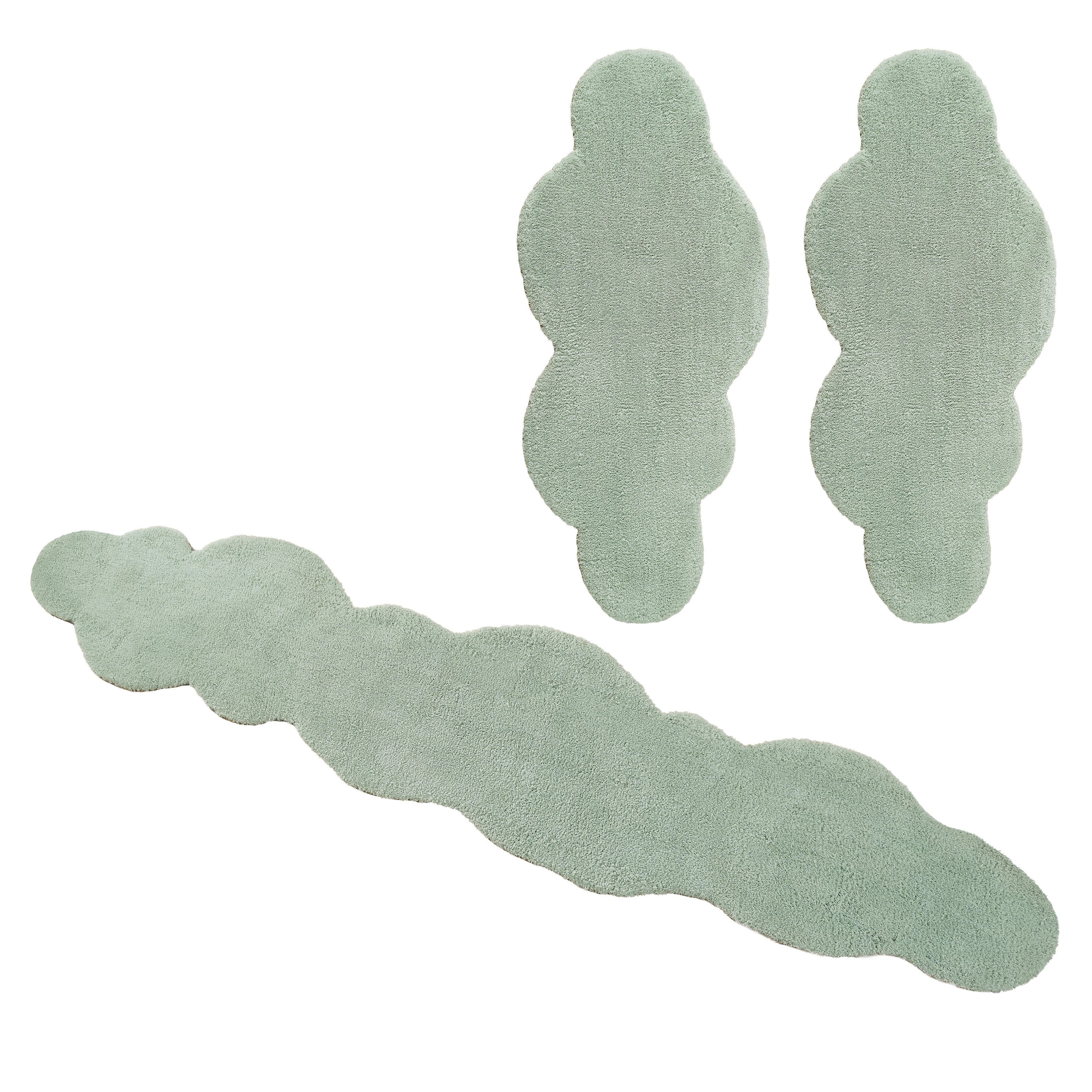 my home Set slaapkamerkleedjes Microvezeltapijt Magong, bijzonder zacht, zeer fijne pool Wolkvorm, uni slaapkamerkleed, loperset, slaapkamer,