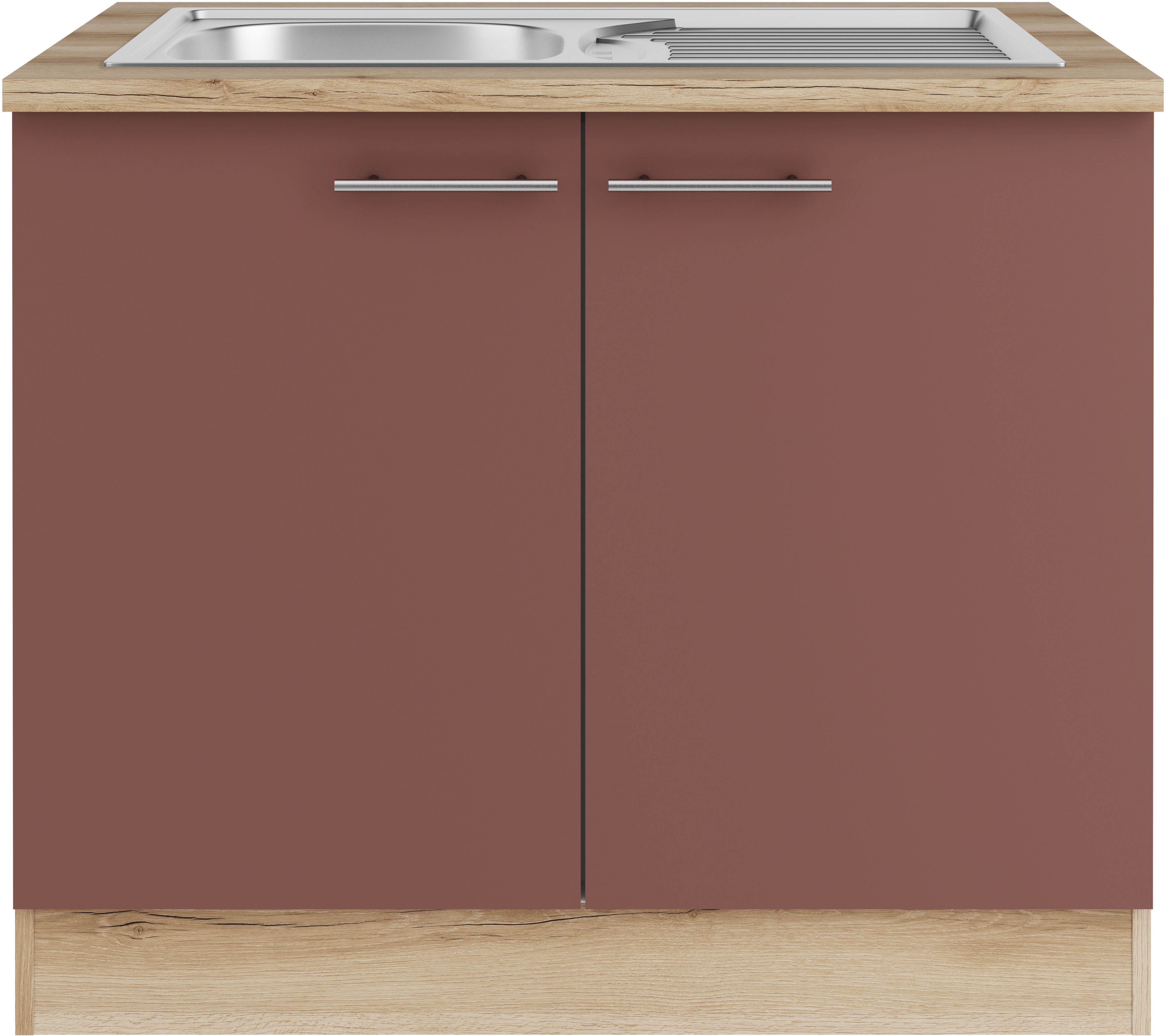OPTIFIT Gootsteenkast Bella Breedte 100 cm, met roestvrijstalen inbouwspoelbak