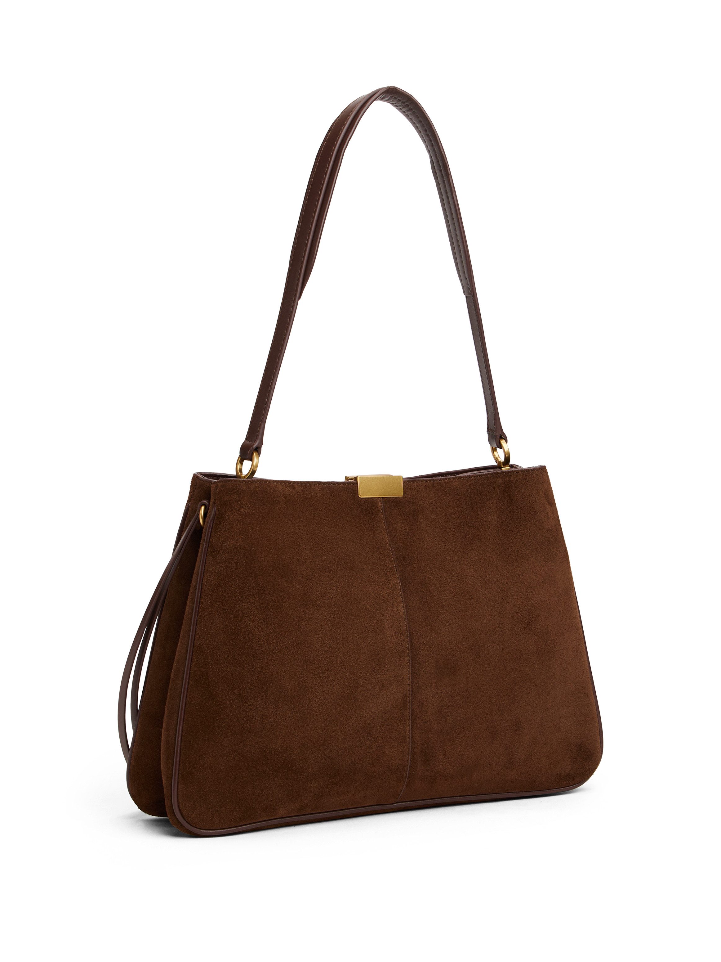 Tommy Hilfiger Schoudertas CASUAL LEATHER SHOULDER BAG SUED dames handtas, shopper met logo-sier element