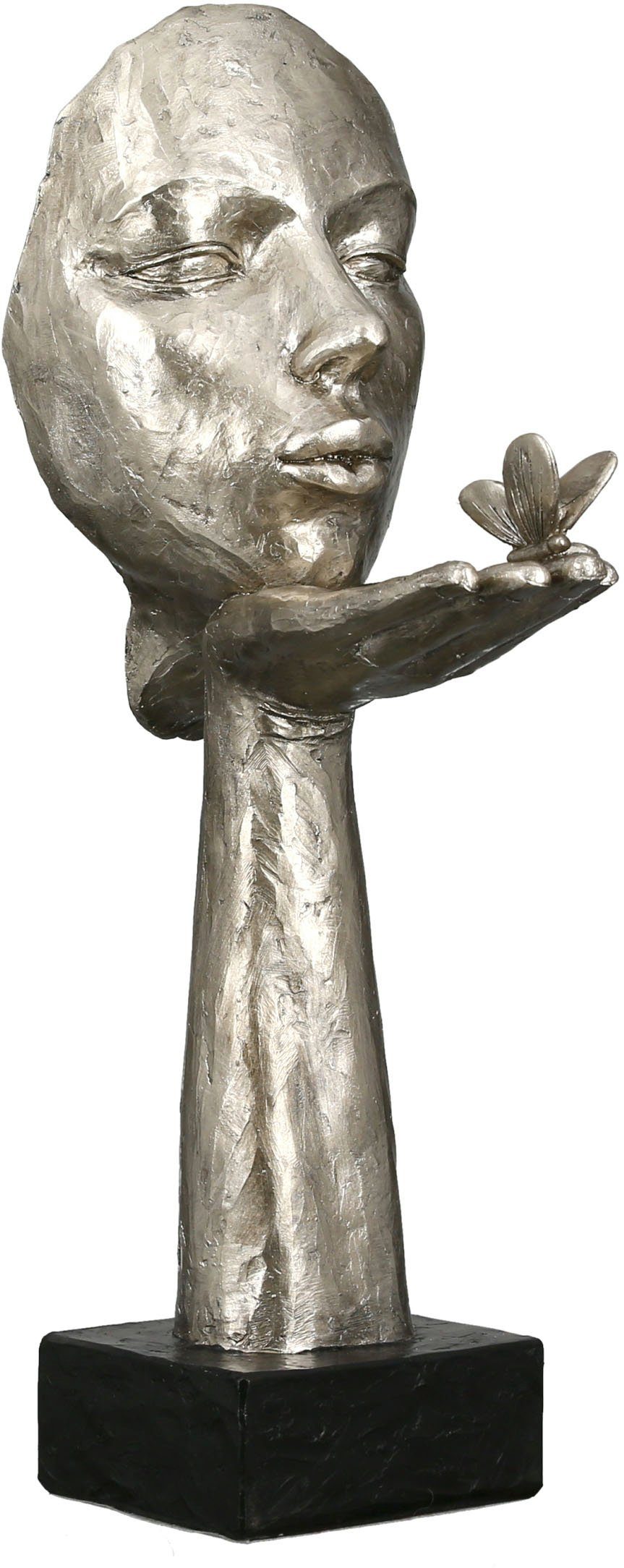 958748988 Decoratief figuur Sculptuur Desire, antiek-finish Decoratief object, hoogte 34 cm, vrouw met vlinder, brons- of zilverkleur, met teksthanger, woonkamer (1 stuk)