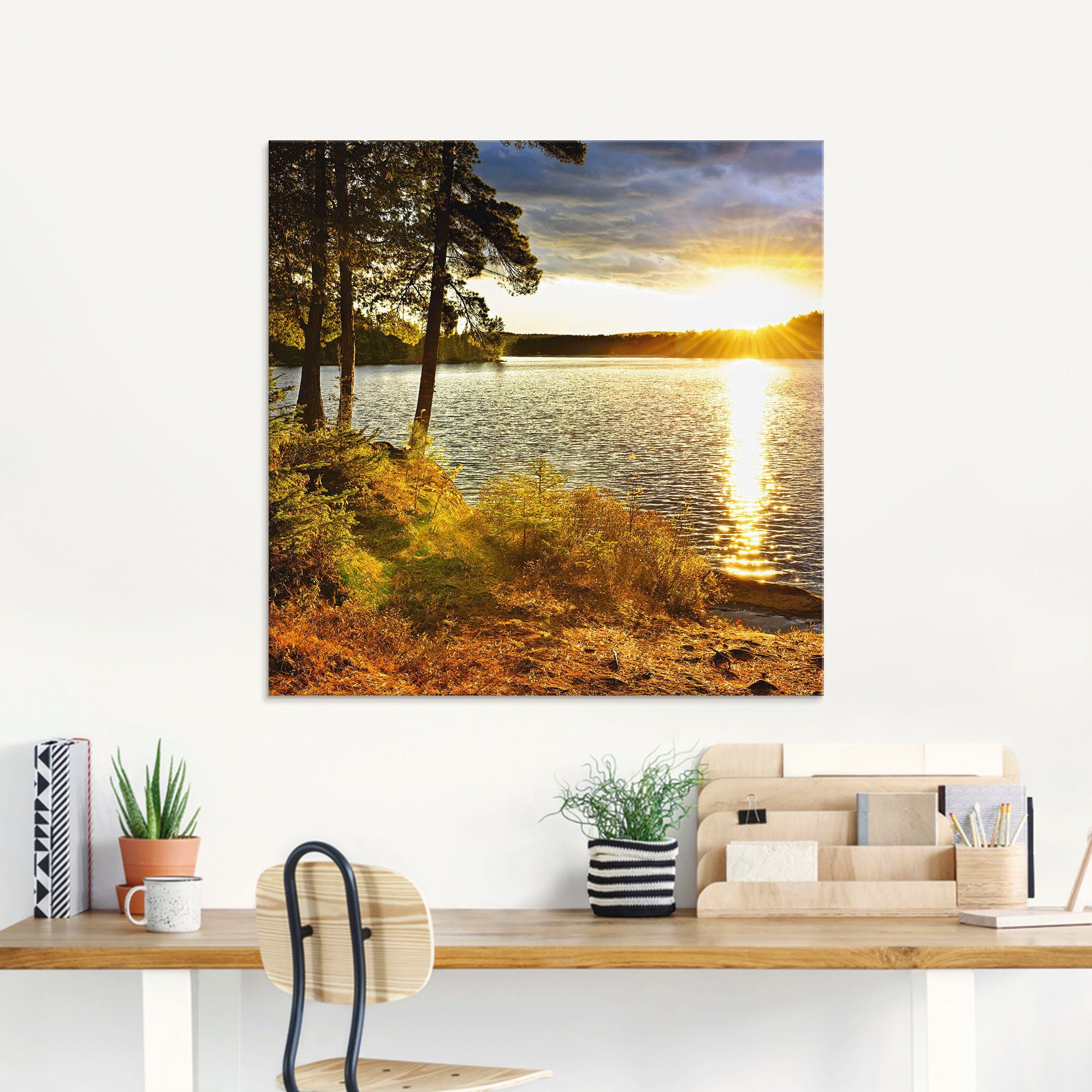 Artland Print op glas Zonsondergang boven meer Algonquin park