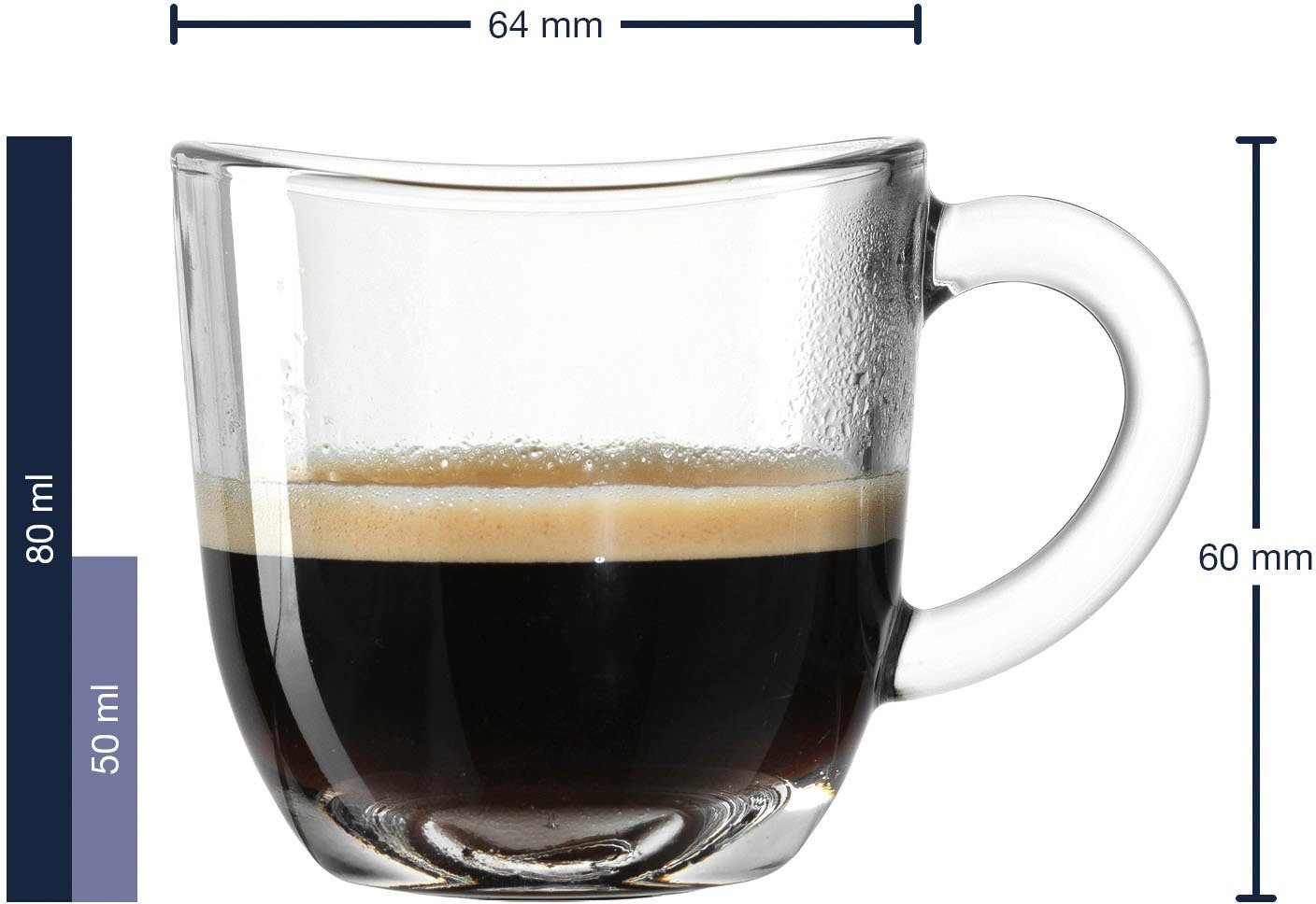 LEONARDO Espressokopje Napoli 80 ml(set, 6-delig)