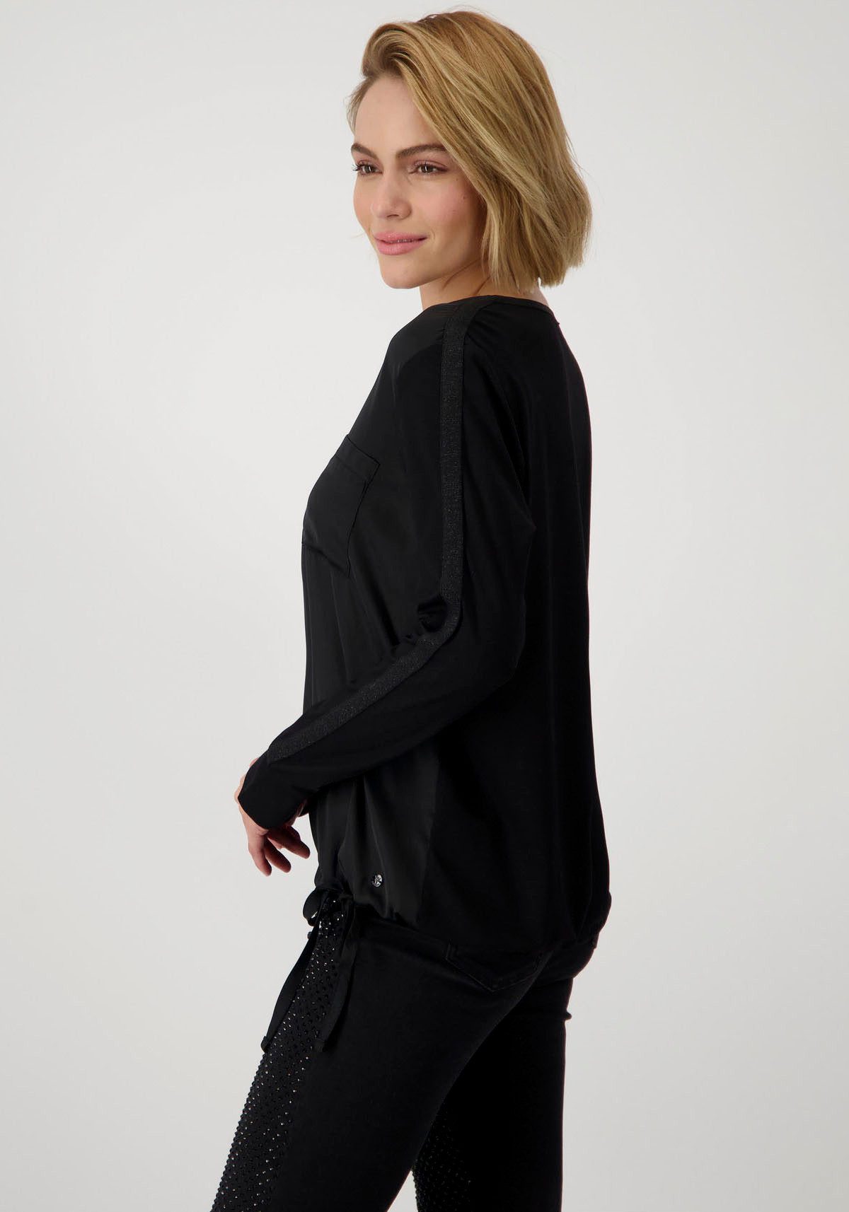Monari Blouse zonder sluiting met glinsterende rand aan de hals