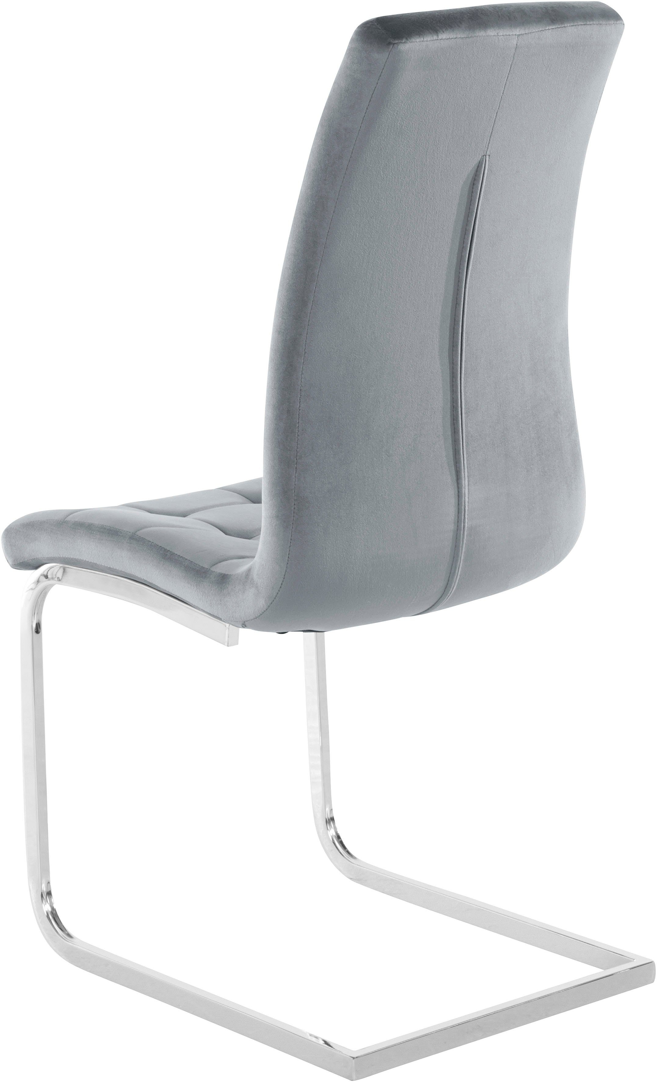 INOSIGN Vrijdragende stoel Lola set van 2 of 4, bekleding van imitatieleer of fluweelstof, chroom metalen frame (set)