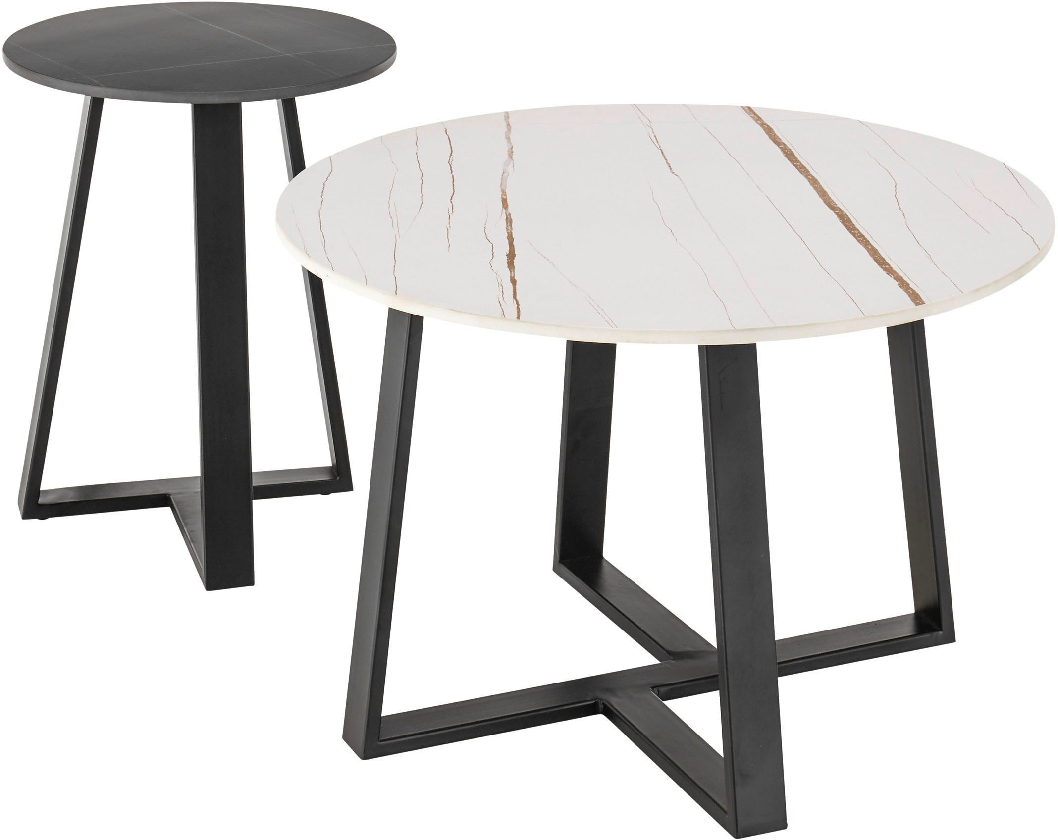 Stolkom Salontafel Jason 2-delig set keramiek wit en zwart