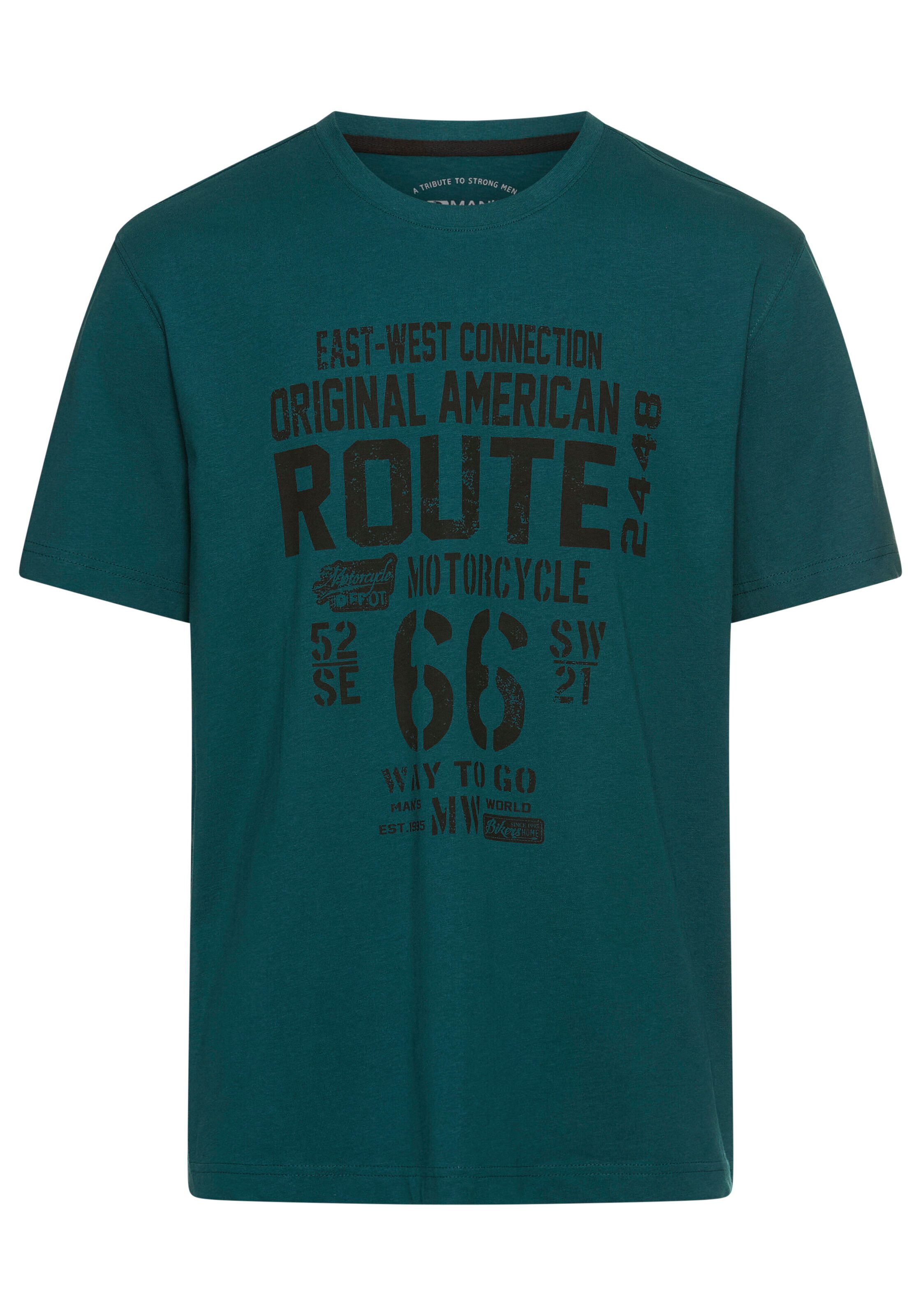 Man's World Shirt met ronde hals korte mouwen, casual pasvorm, bedrukt, ronde hals
