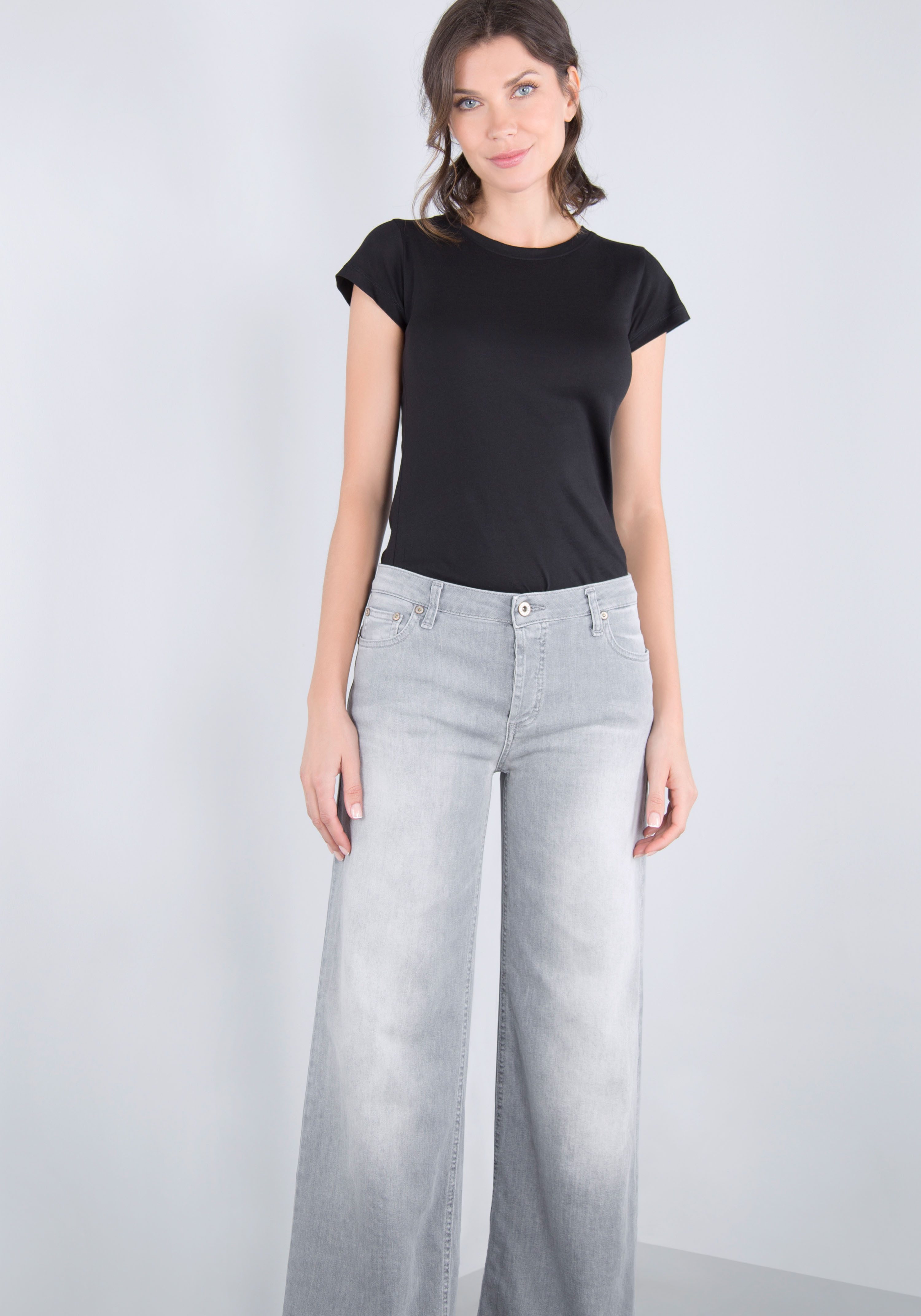 Please Jeans 5-pocket jeans met brede pijp en fade-out effecten