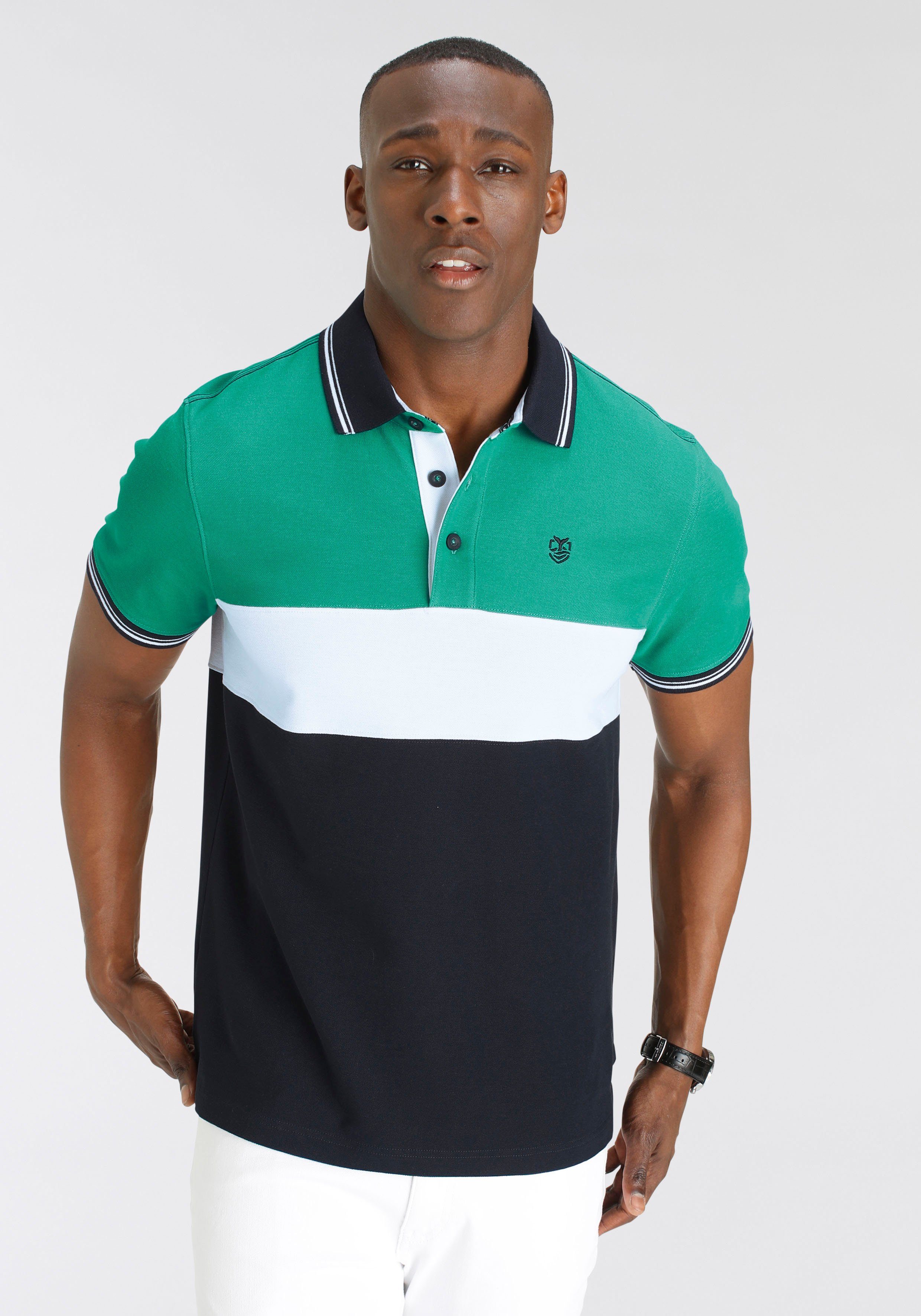 DELMAO Poloshirt Korte mouwen, regular fit, met colorblocking-ontwerp