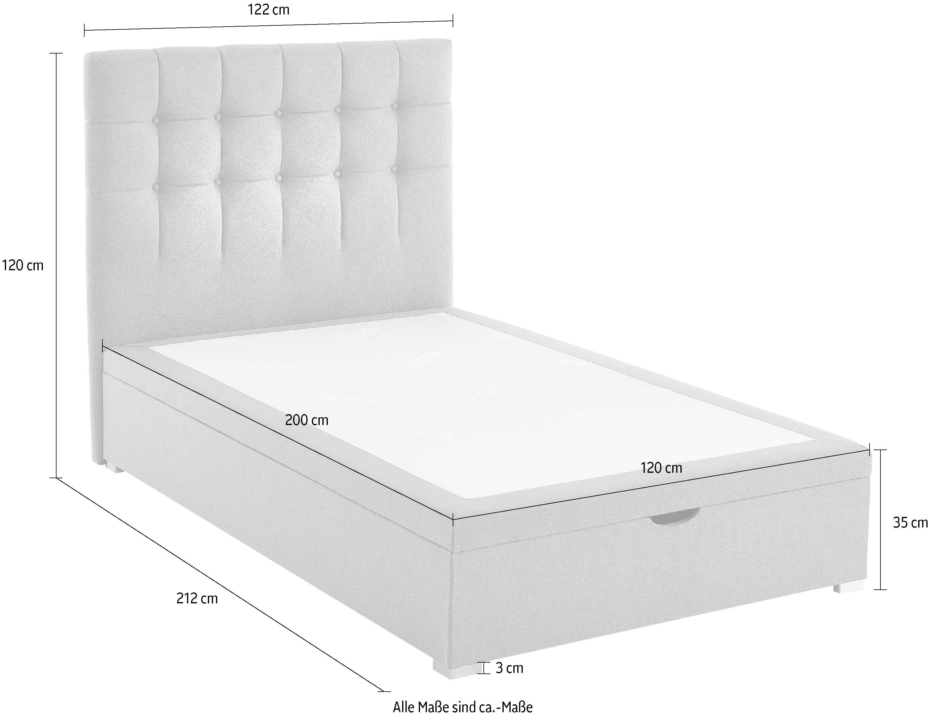 ATLANTIC home collection Boxspring Riona, uitbreidbaar naar een dubbel- en familiebad keuze uit 120x200cm pocketveringmatras of zonder matras