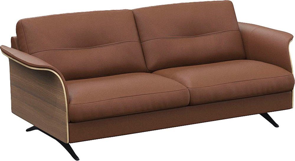 FLEXLUX 2,5-zitsbank Glow sofa, bank Premium zitting: koudschuim en binnenvering, armleuningen. Walnoot, zwarte voet