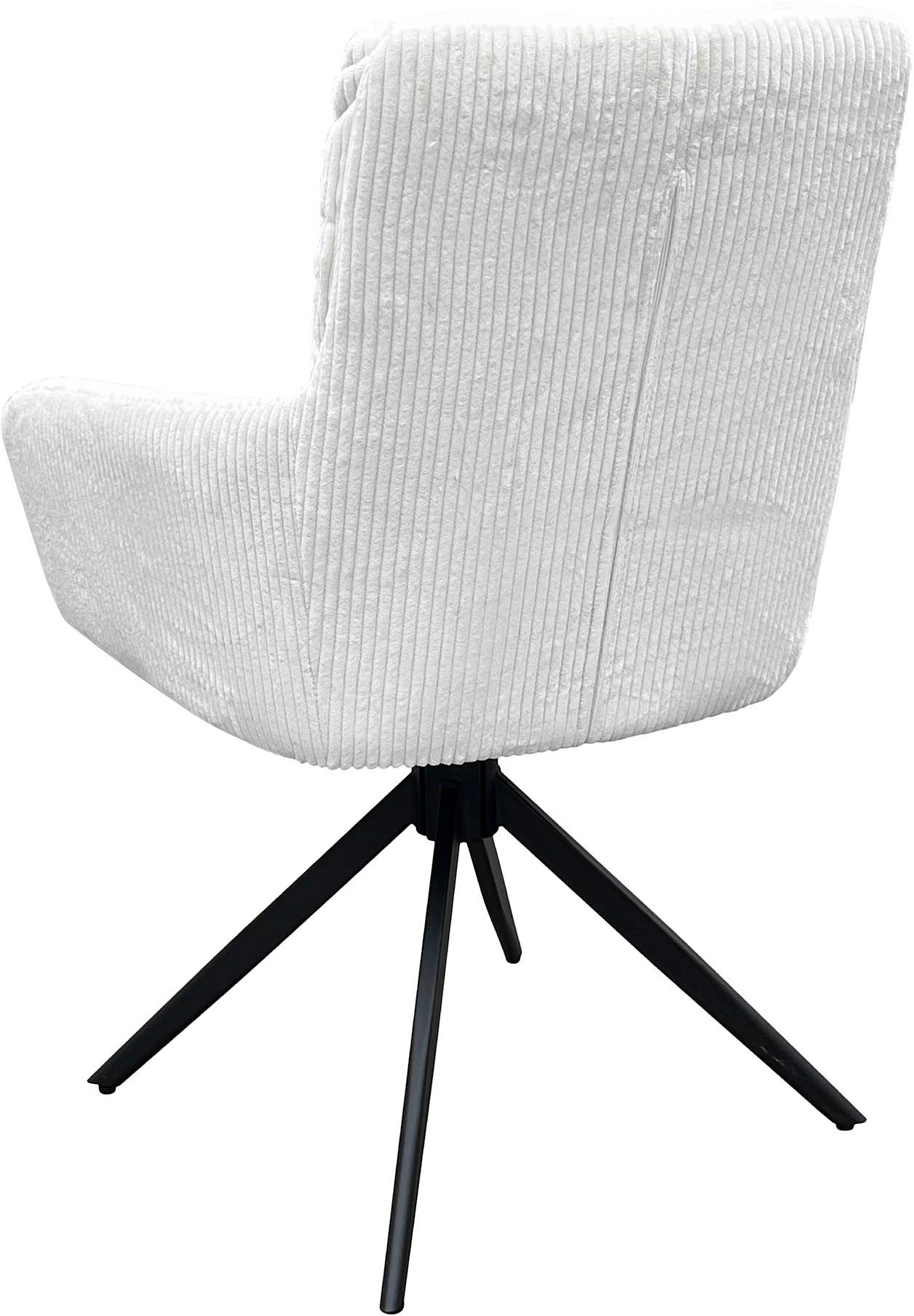 byLIVING Eetkamerstoel Pura (2-stuks set) Zitkuip 360° draaibaar, zwart metaal, armleuningstoel, diverse kleuren (set)