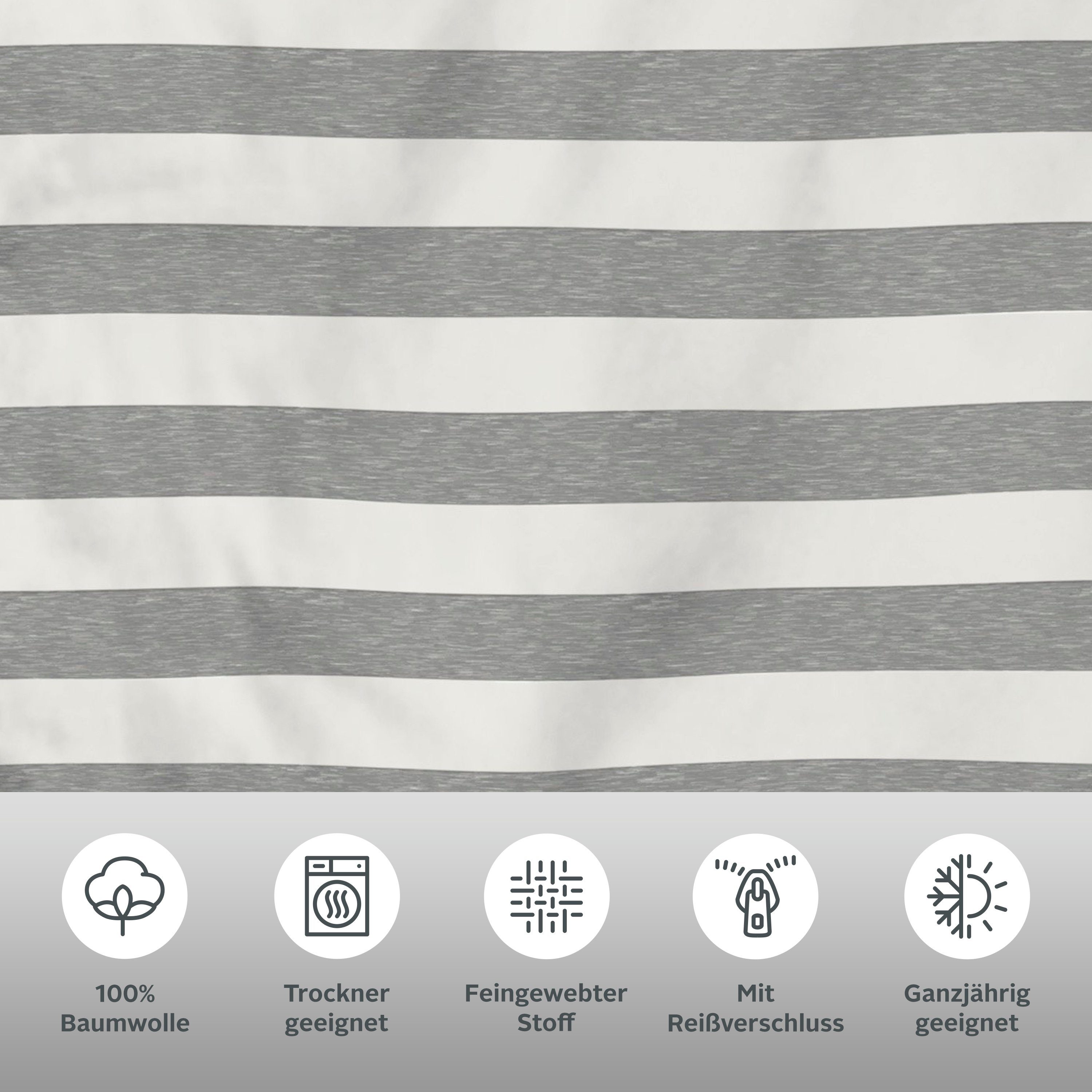 OTTO products Tweezijdig te gebruiken overtrekset Bigstripe 100% biokatoen gots-gecertificeerd, streepdesign in mêlee-look (2-delig)