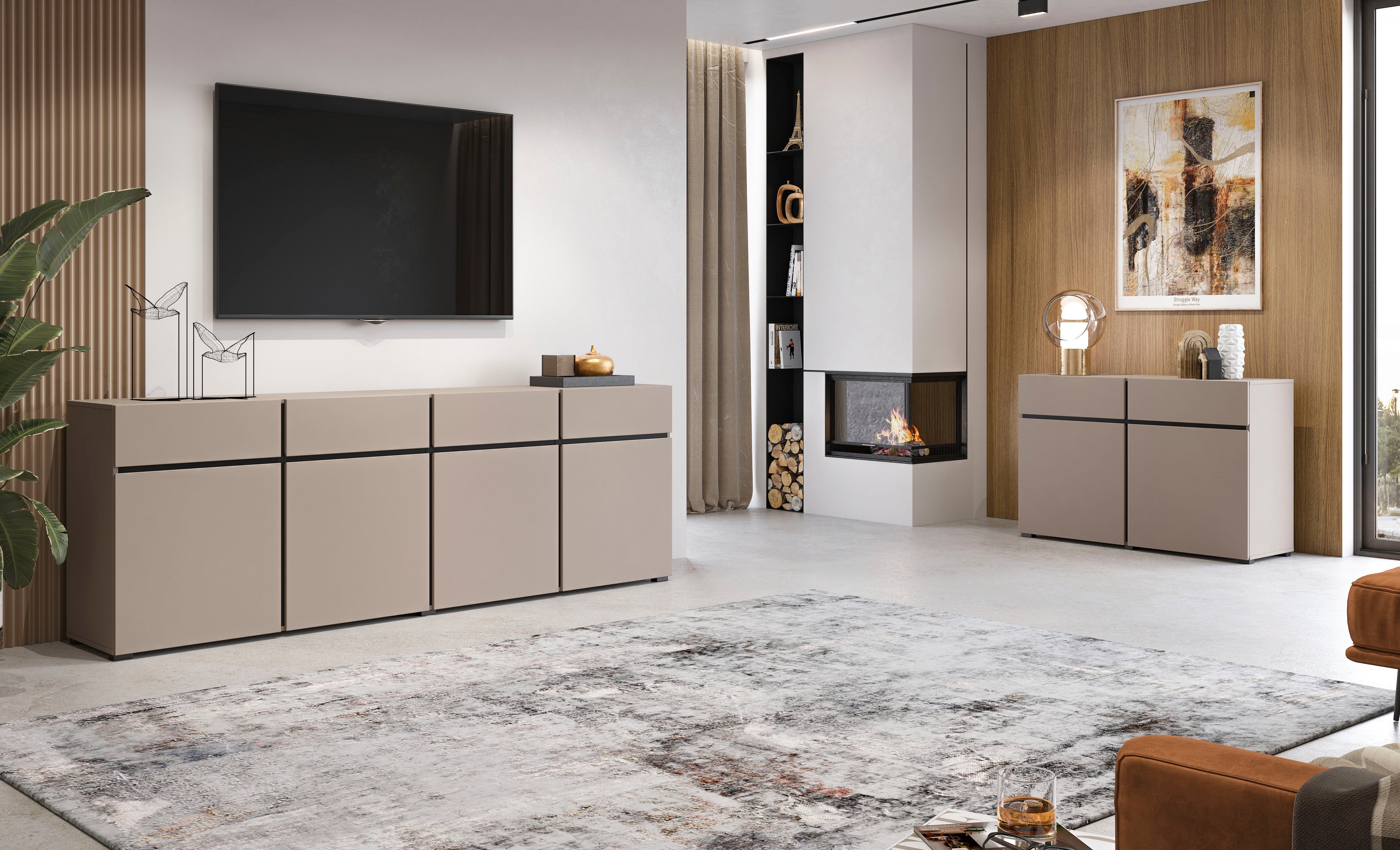 INOSIGN Dressoir Cross,breedte 119,5 cm, moderne greeploze kast,2 deuren/2 laden