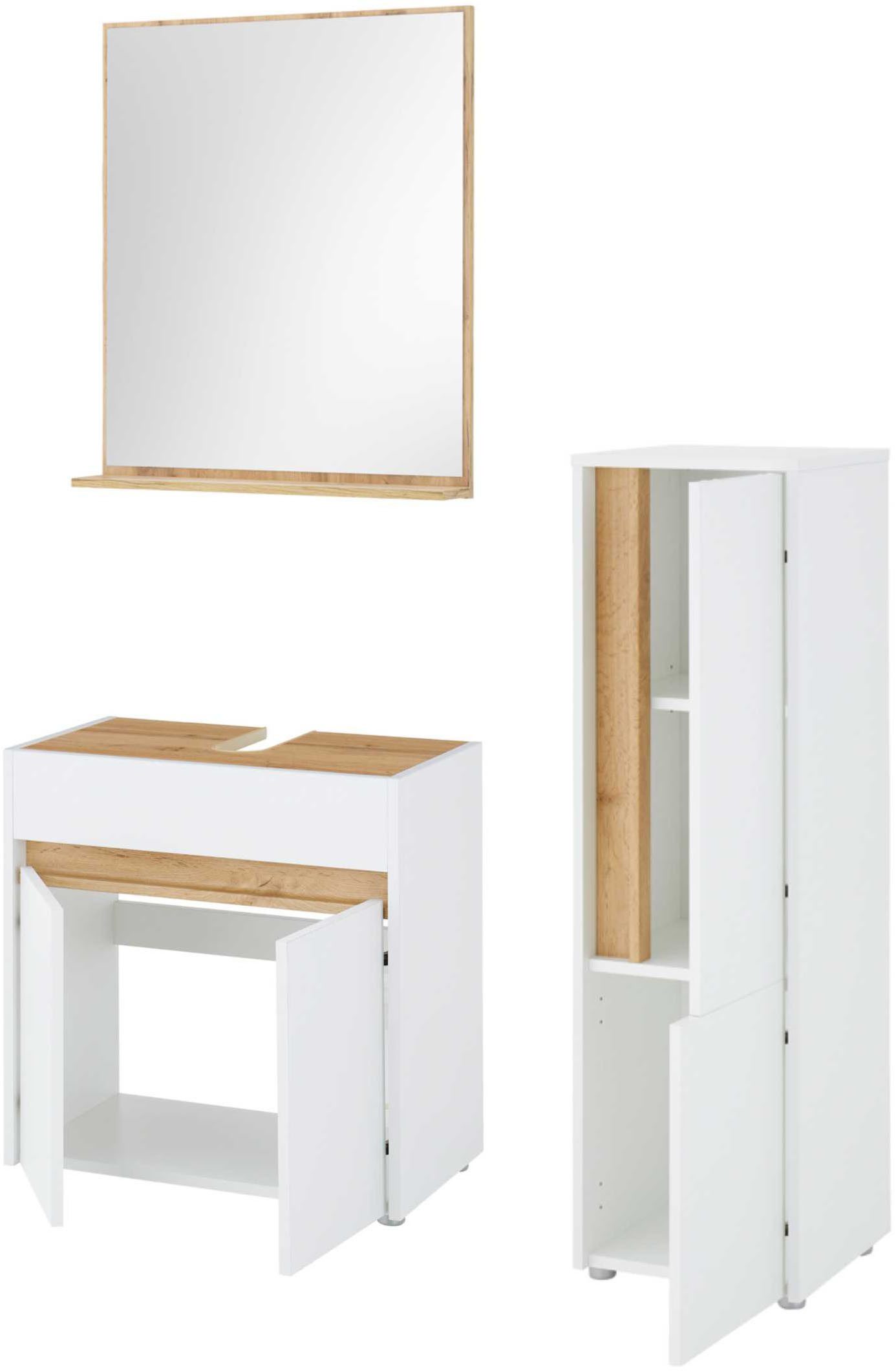 INOSIGN Badmeubelset CITY/ GIRON, badkamer in tijdloos ontwerp, 3-delige badkamer Badkasten en spiegels, in twee kleuren beschikbaar, veel opbergruimte (set, 3 stuks)