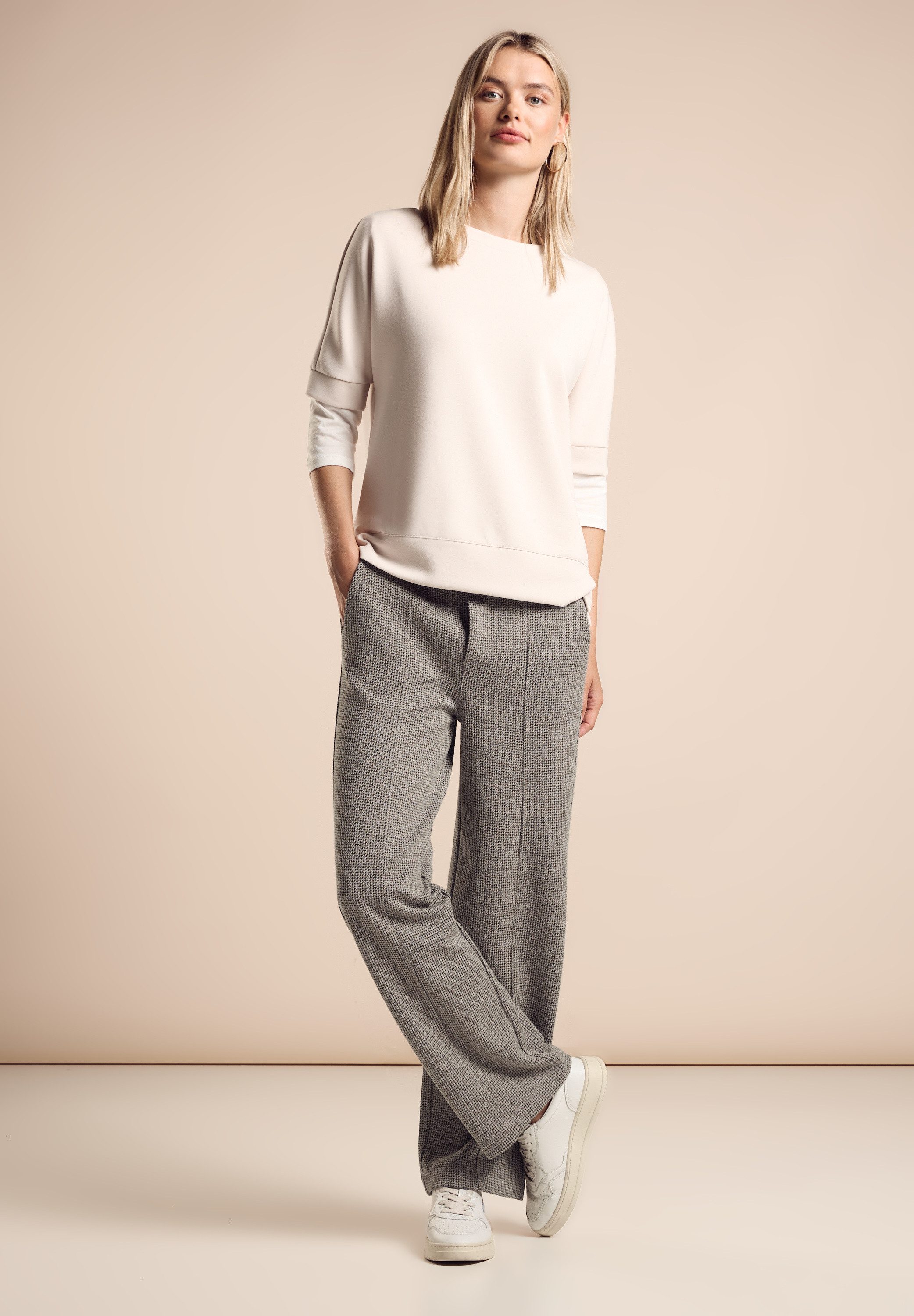 STREET ONE Stoffen broek LTD QR in jacquardlook met brede elastische band