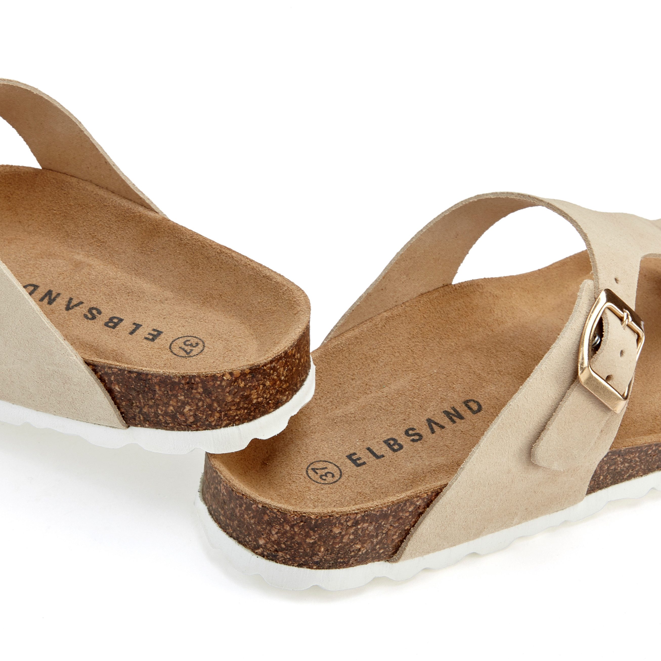 Elbsand Slippers Mule, Sandalen, open schoen van hoogwaardig leer met comfortabel kurken voetbed, unisex