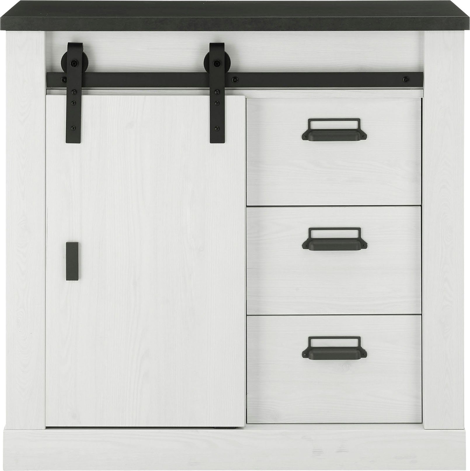 Home affaire Kast Sherwood Houtdecor, met schuurdeurbeslag en apothekersgrepen, breedte 92 cm