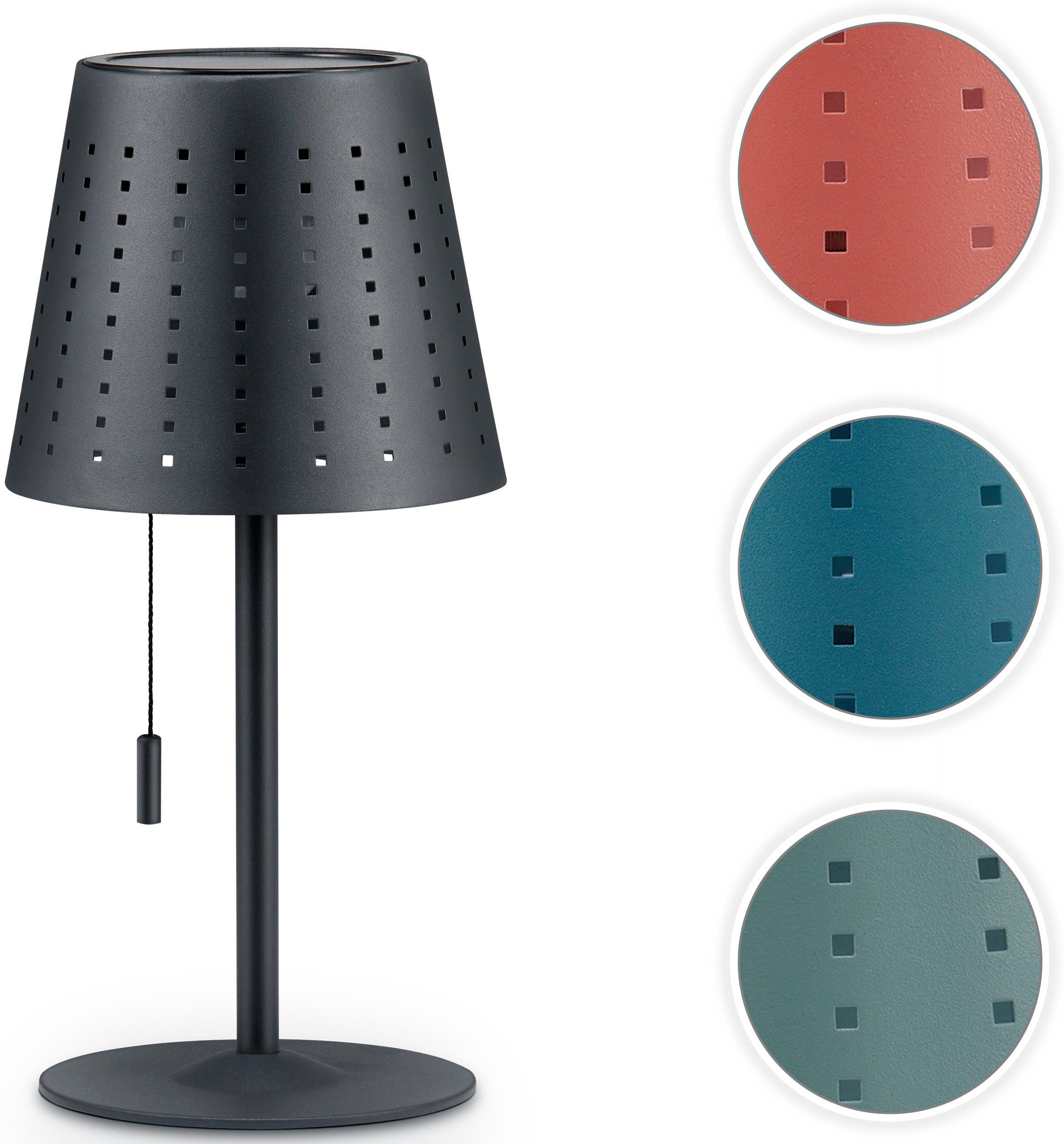Paco Home Tafellamp Lara Outdoor LED accu metaal oplaadbaar trekker schakelaar draadloos