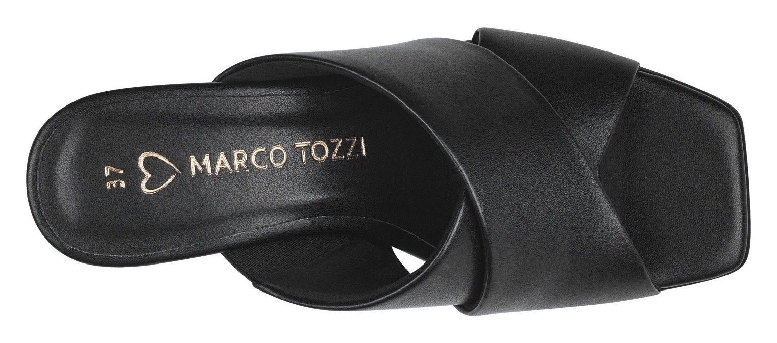 Marco Tozzi Slippers , blokhak, zomerschoen, slippers met gekruiste bandage