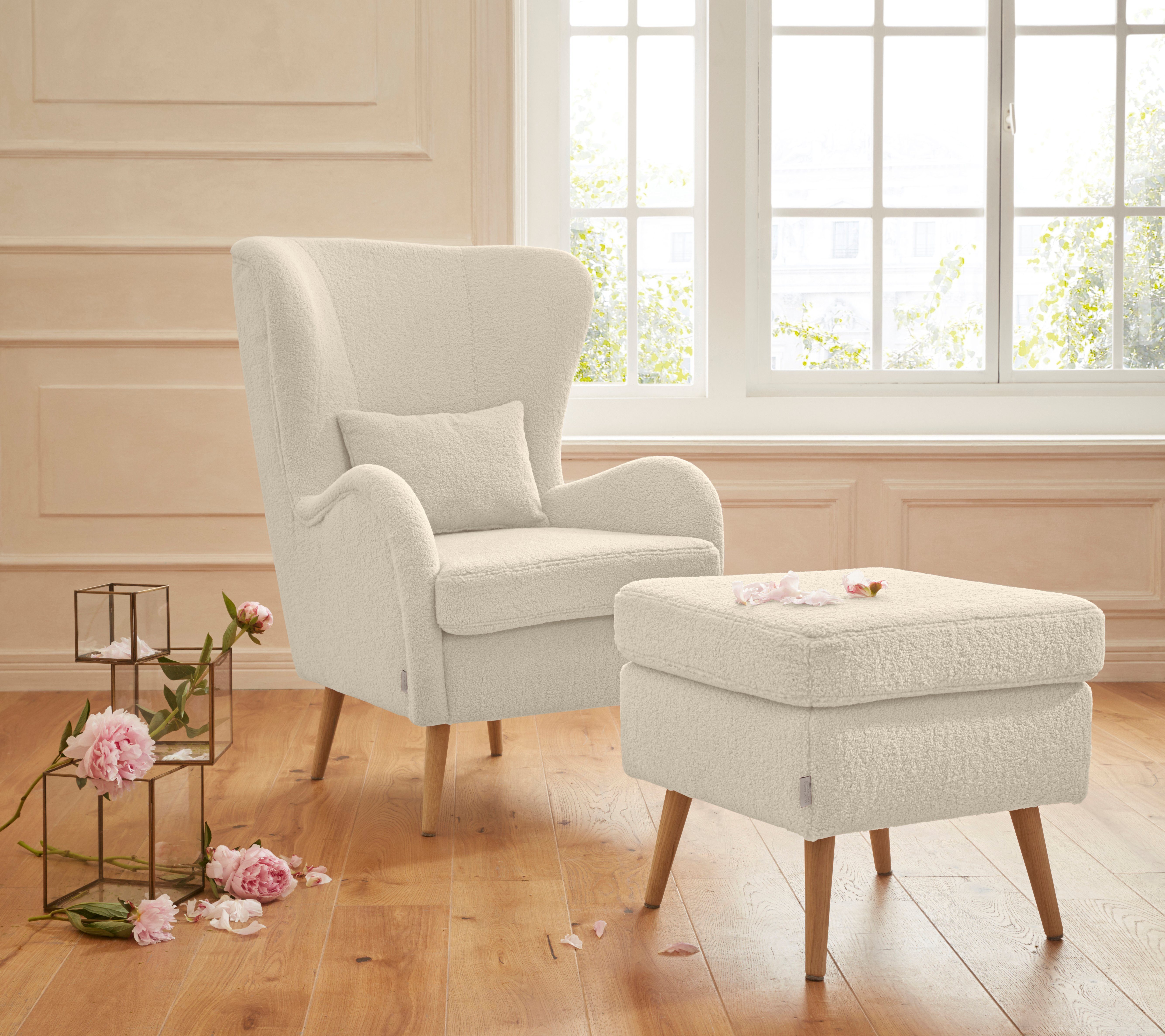 Guido Maria Kretschmer Home&Living Fauteuil Sallito, TV-stoel, oorfauteuil met Hocker, in veel stofkwaliteiten, ook in fluweelcord