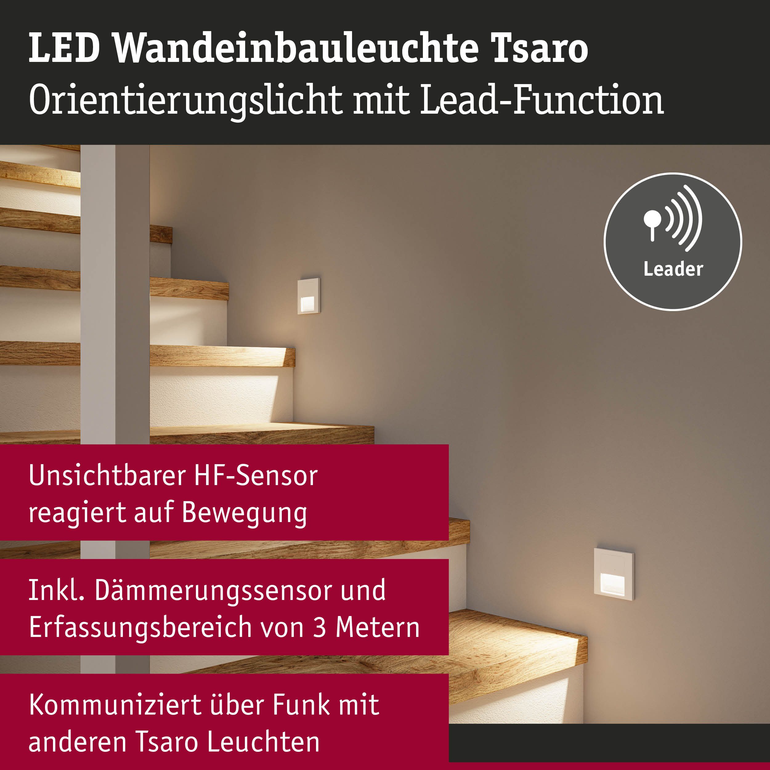 Paulmann Ledinbouwlamp LED wand inbouwlamp Tsaro vierkant 80x36mm (1 stuk)