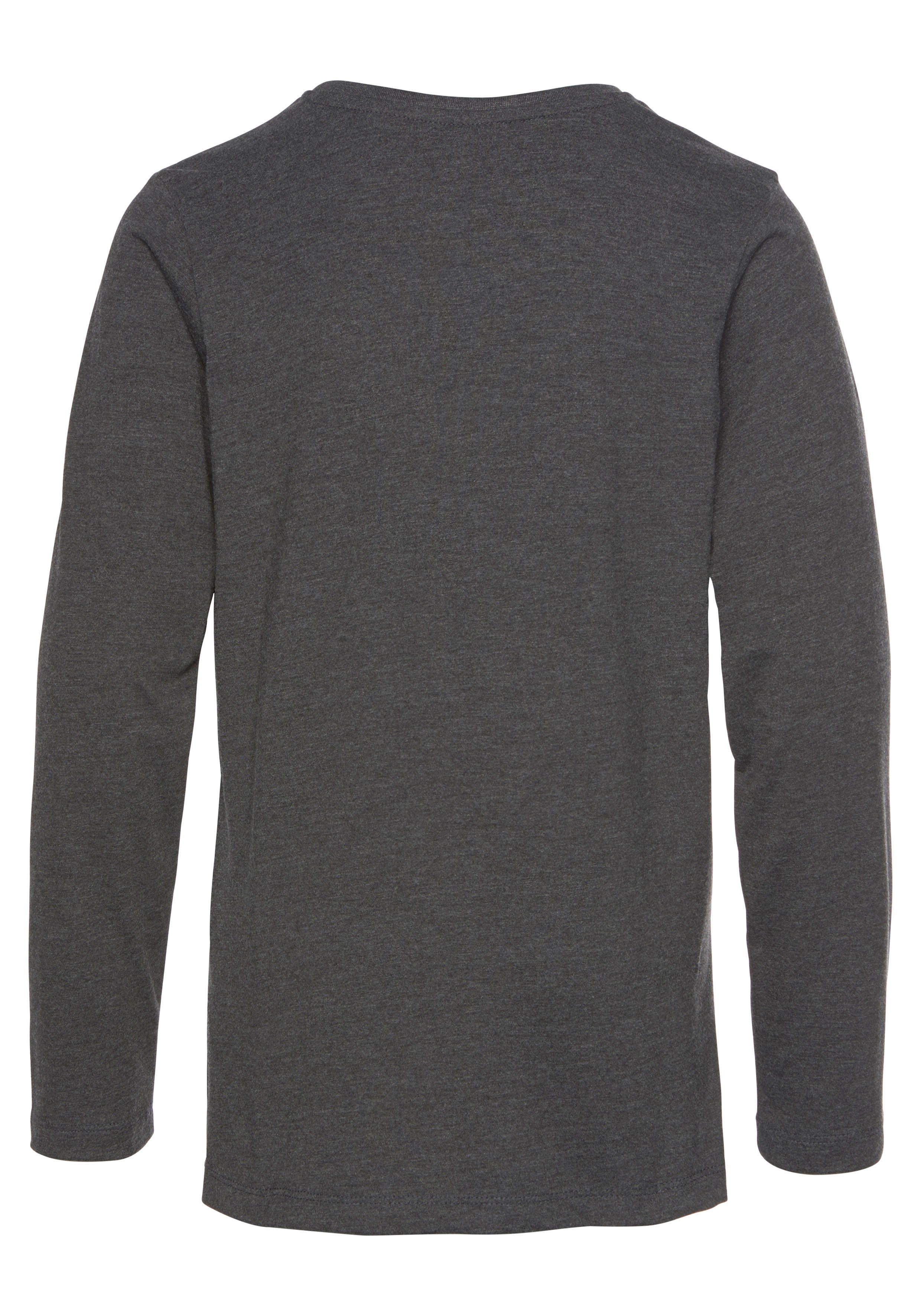 KIDSWORLD Shirt met lange mouwen ZU FRÜH, ZU MÜDE, ZU MONTAG Lange mouwen, basic pasvorm, met stijlvolle print, ronde hals