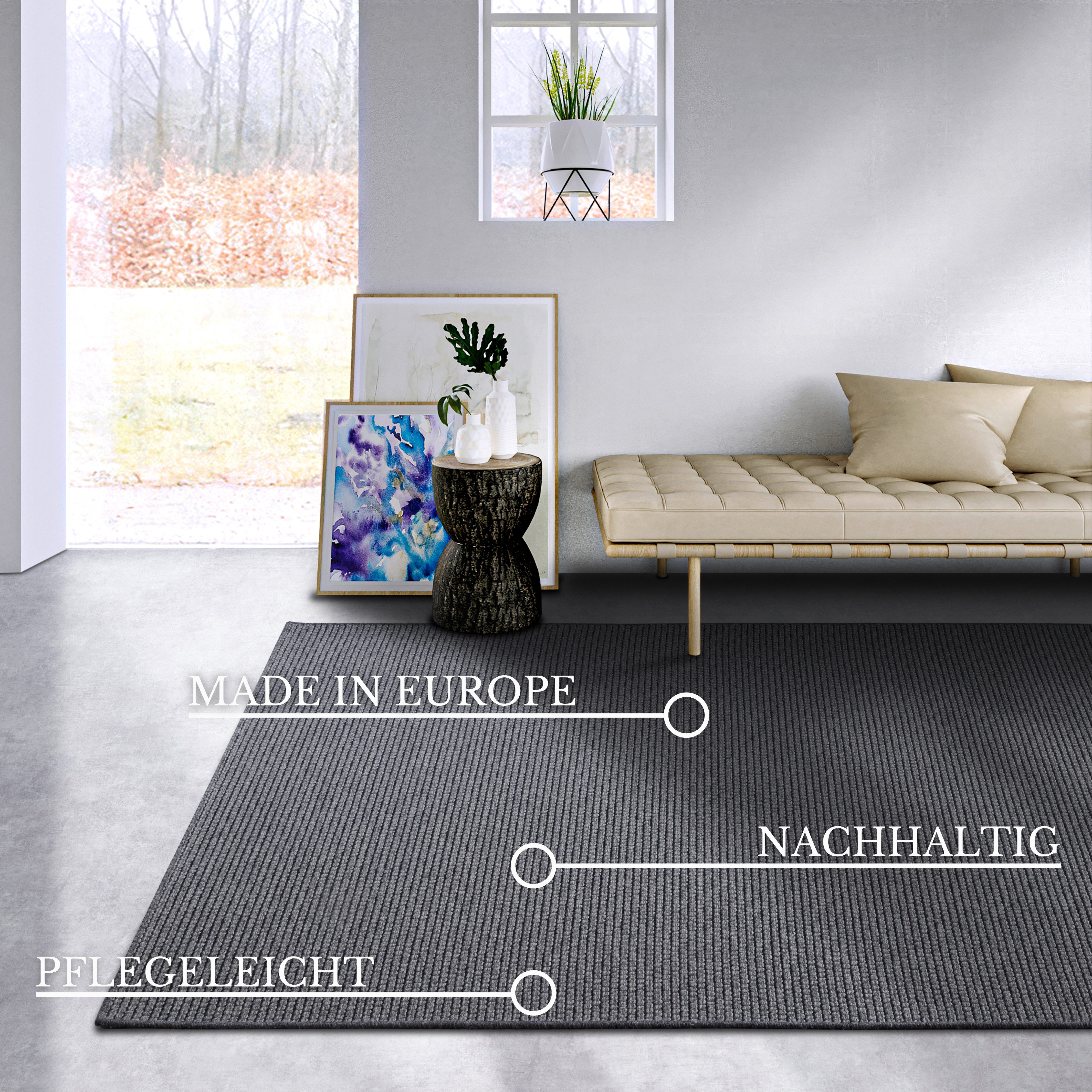Villeroy & Boch Wollen kleed CHARLES Scheerwol, wol, natuur, woonkamer, slaapkamer, boho, scandi