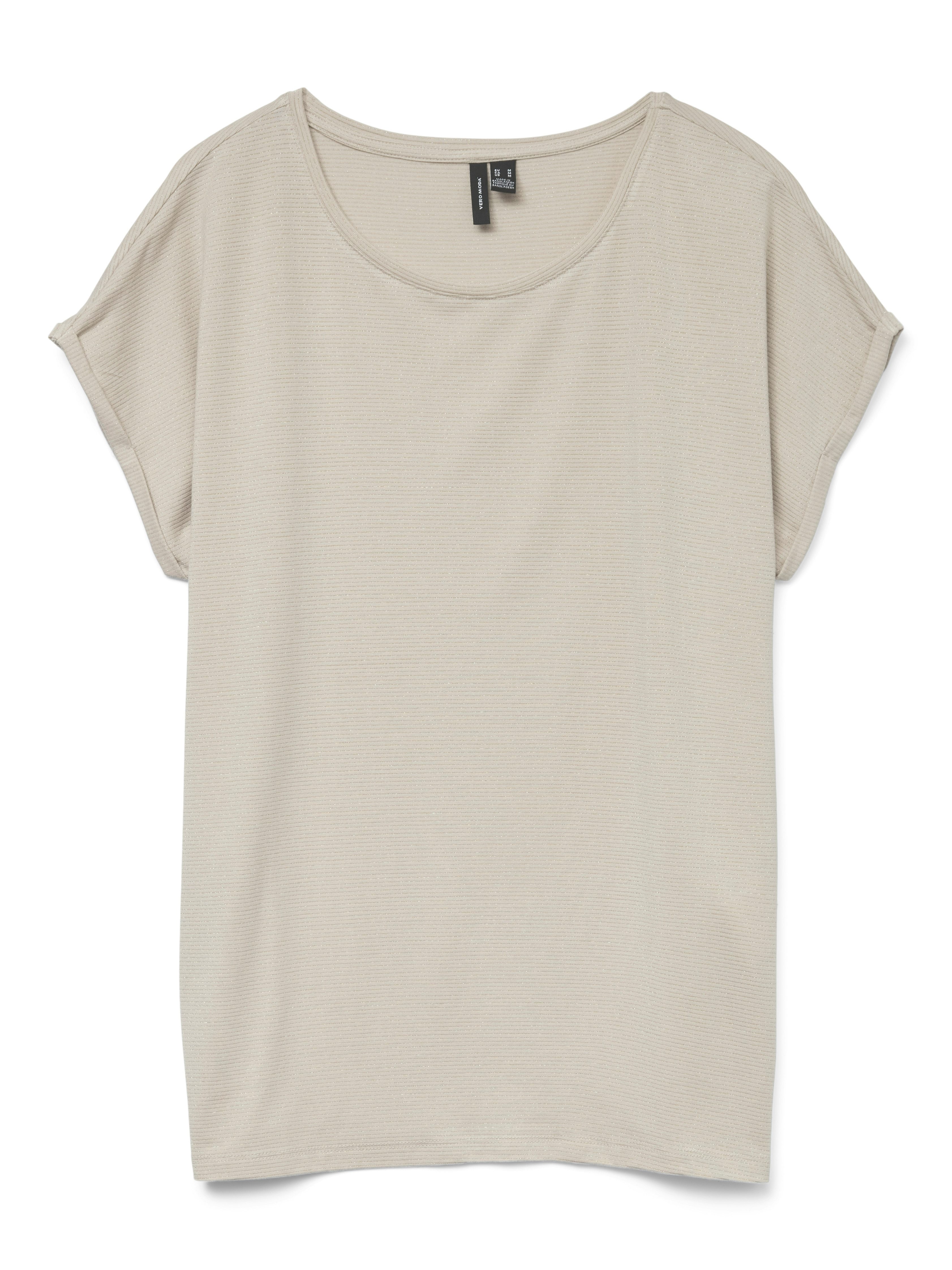 Vero Moda Shirt met ronde hals VMLAVA PLAIN SS TOP LUREX STRIPE