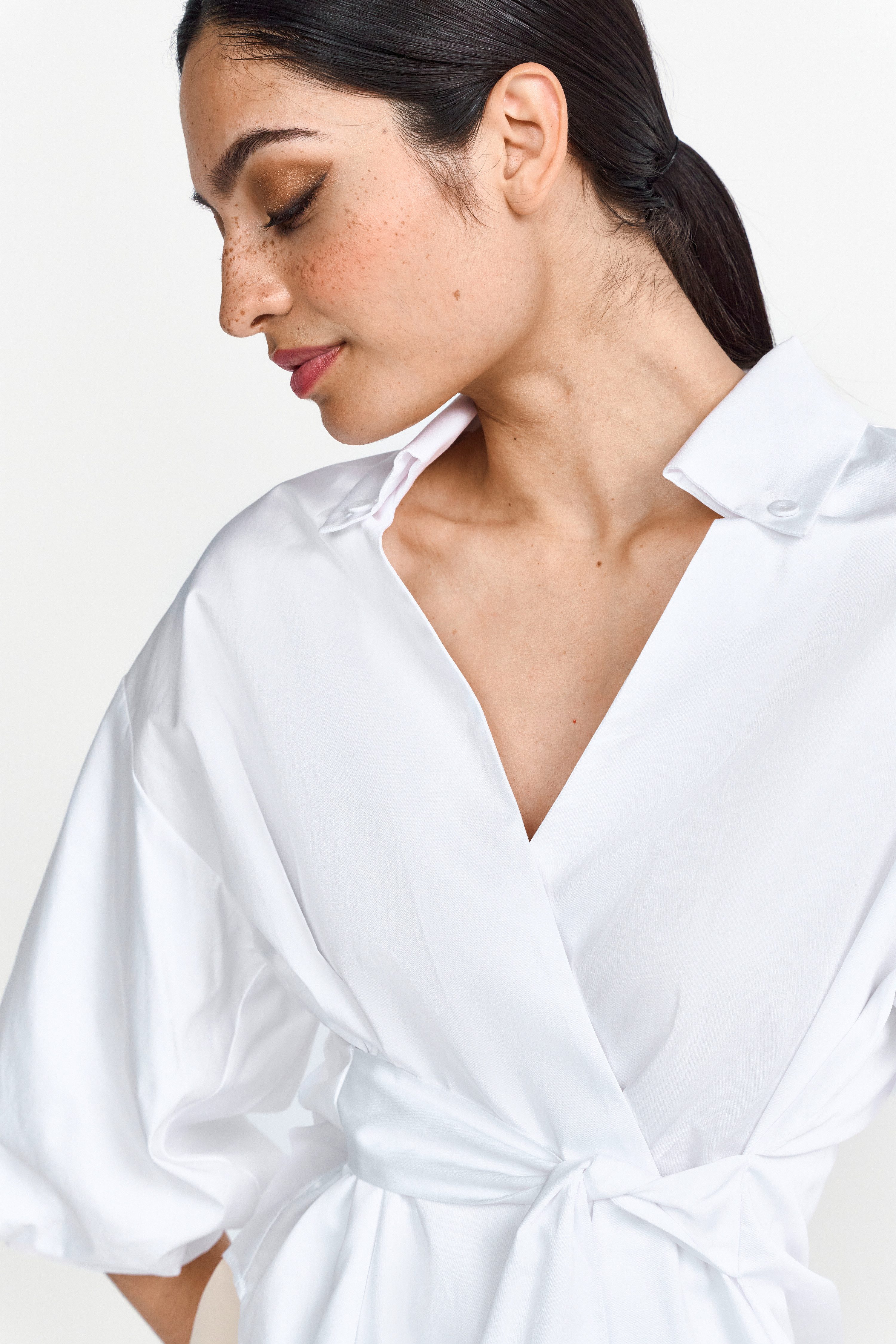 Rich & Royal Klassieke blouse Met overlappende schouder en button-down kraag